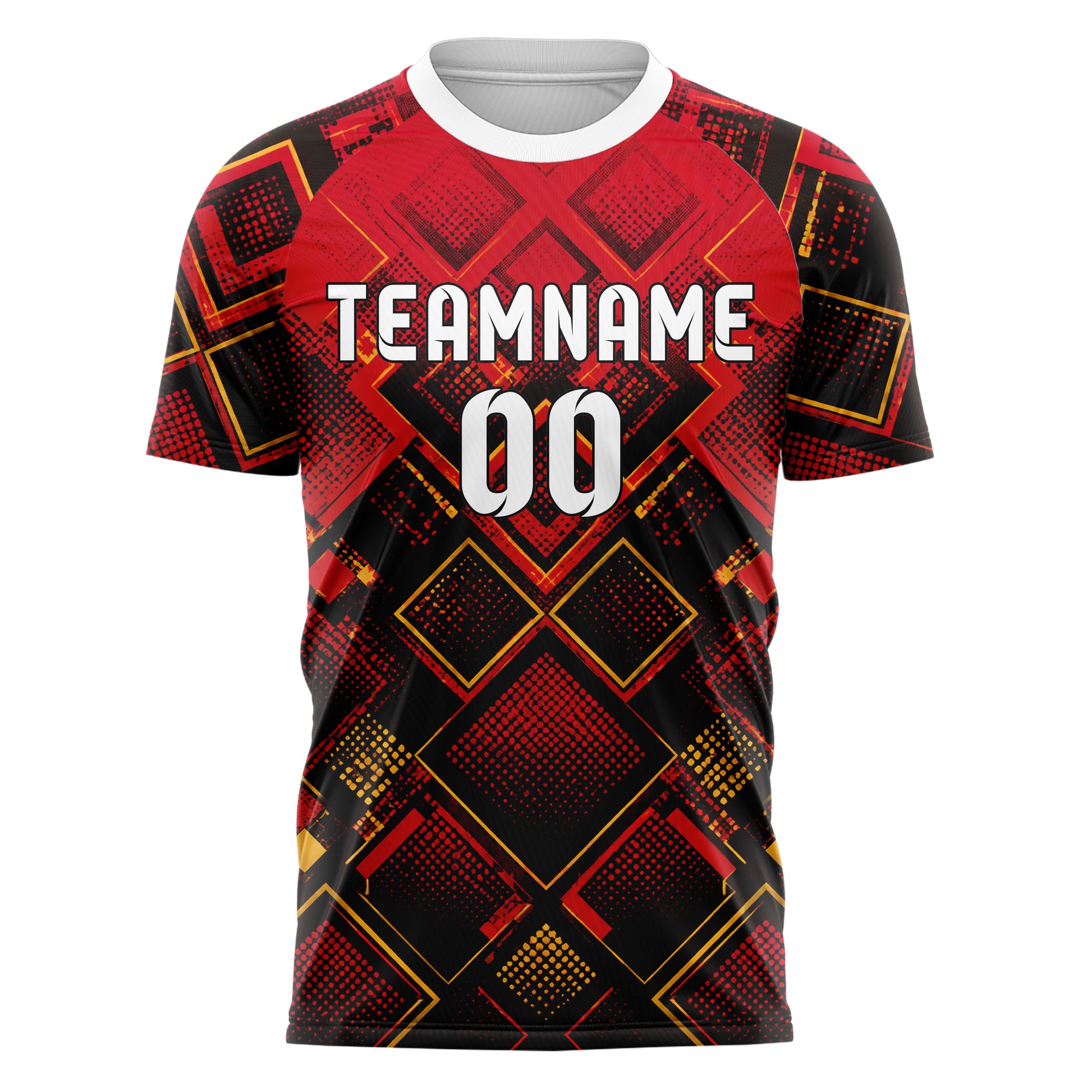 Karmesinrot dunkles Rauten Square Grid Design 01-0429 individuelles Fußballtrikot front