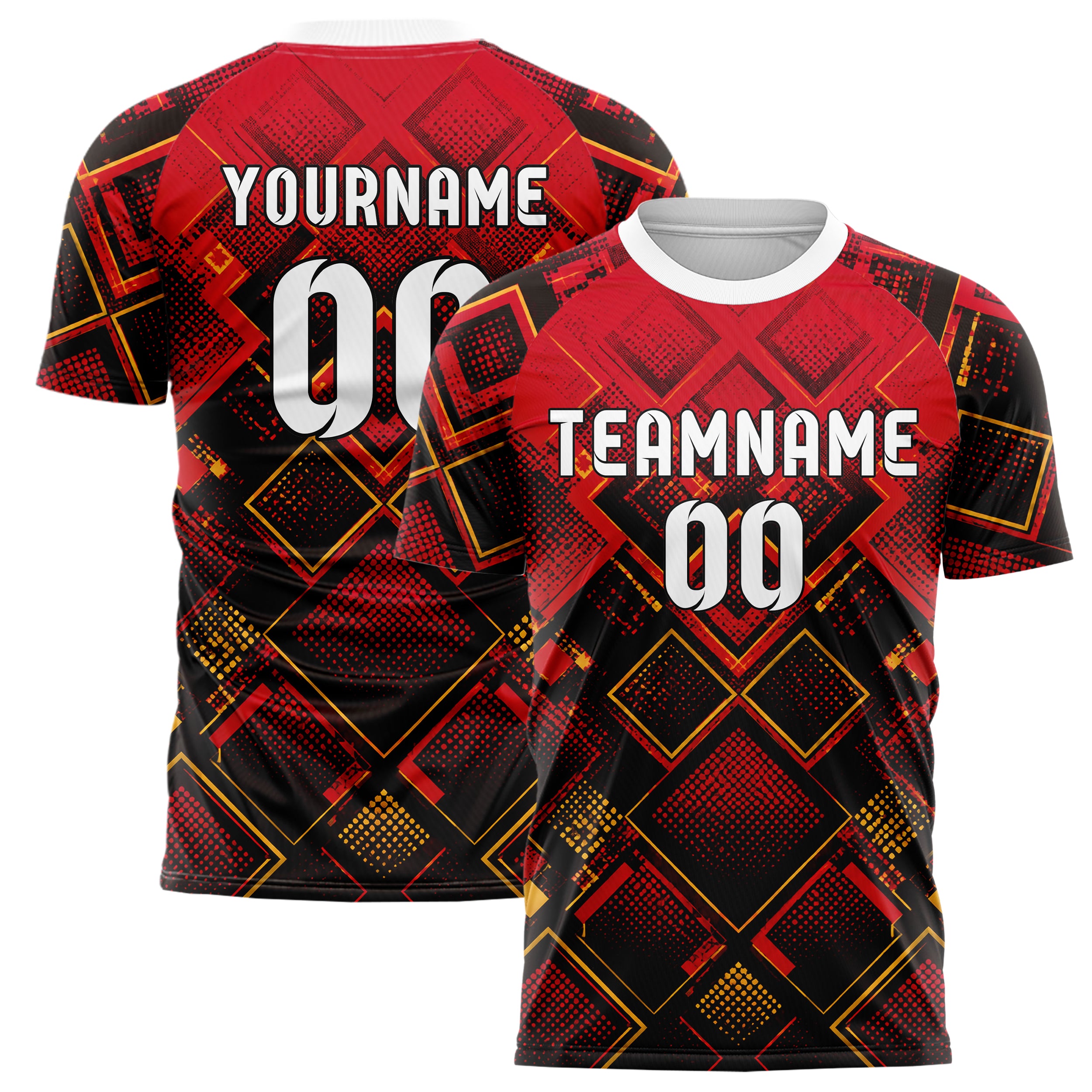 Karmesinrot dunkles Rauten Square Grid Design 01-0429 individuelles Fußballtrikot main