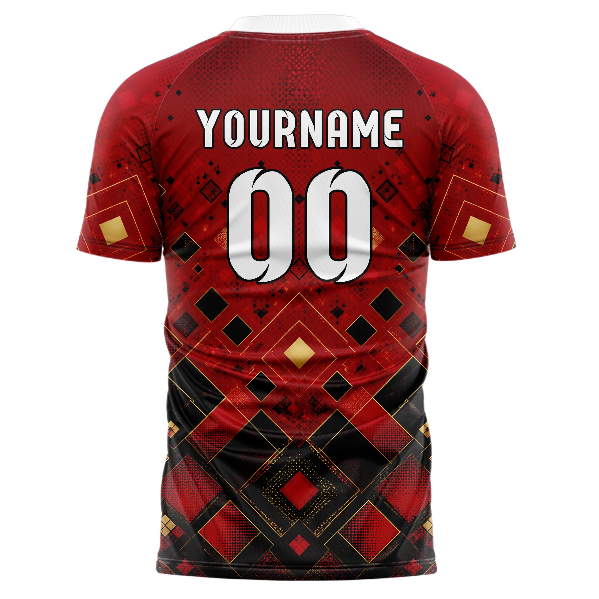Karmesinrot dunkles Rauten dichter Verlauf von unten Design 01-0111 individuelles Fußballtrikot back