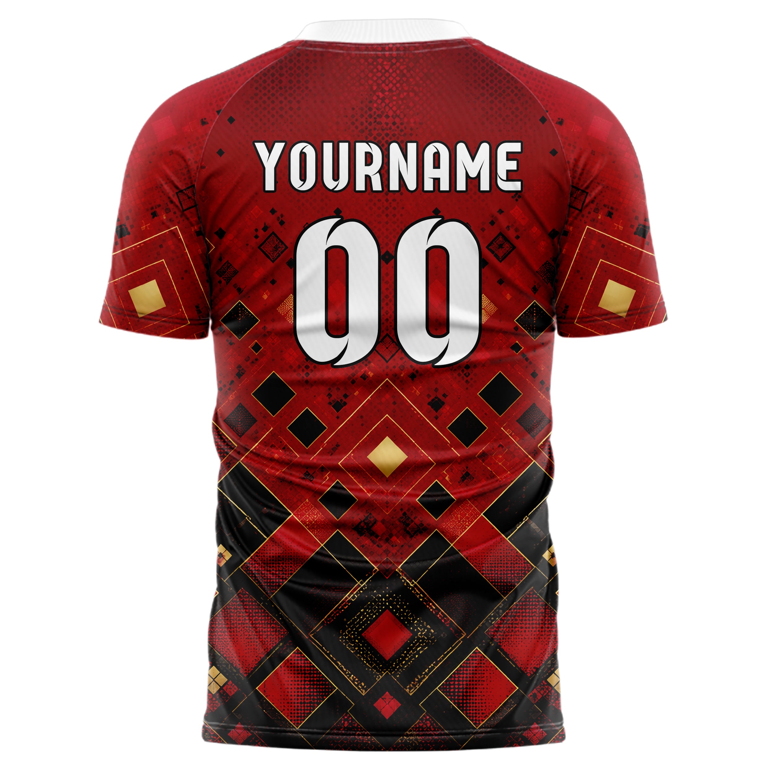 Karmesinrot dunkles Rauten dichter Verlauf von unten Design 01-0111 individuelles Fußballtrikot back