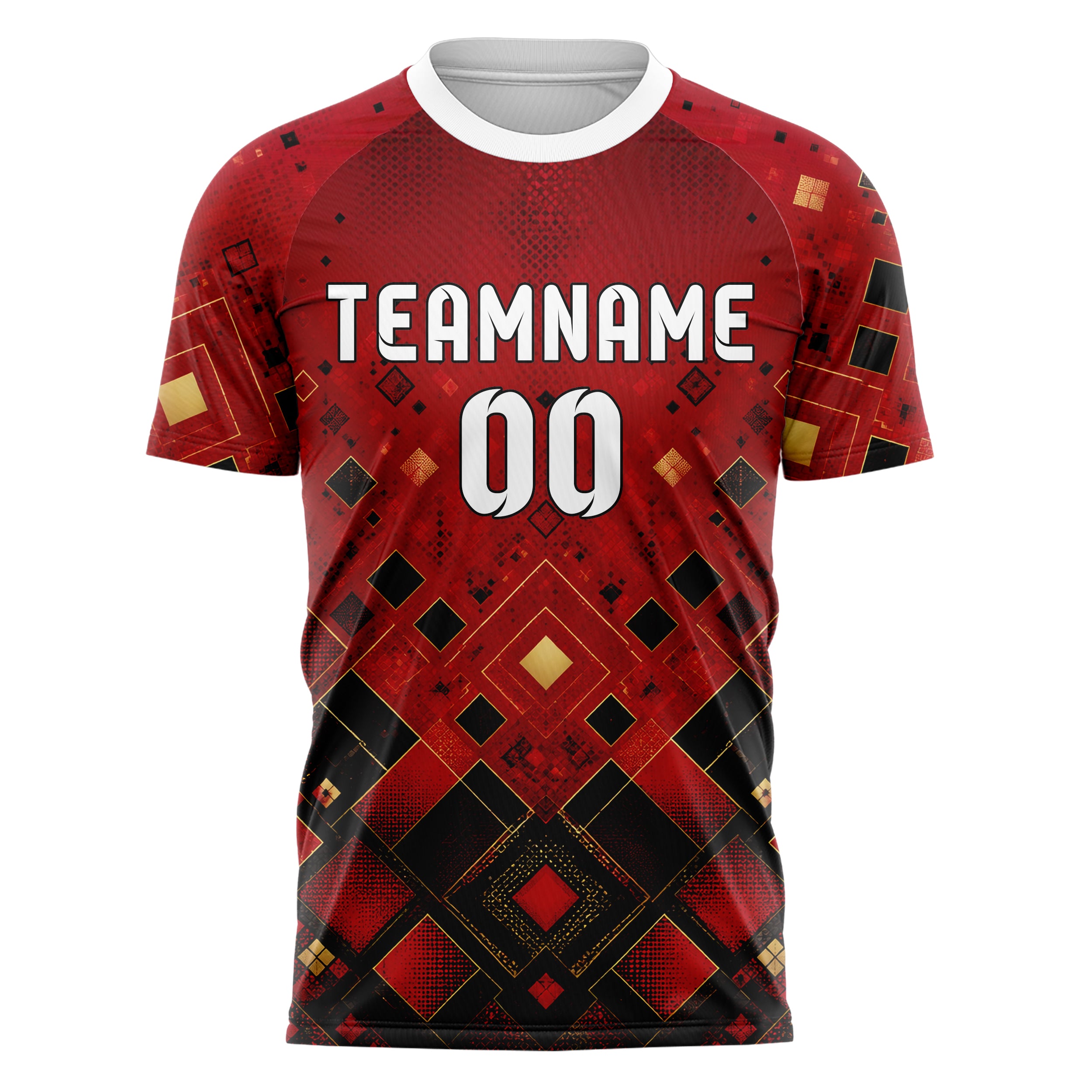 Karmesinrot dunkles Rauten dichter Verlauf von unten Design 01-0111 individuelles Fußballtrikot front