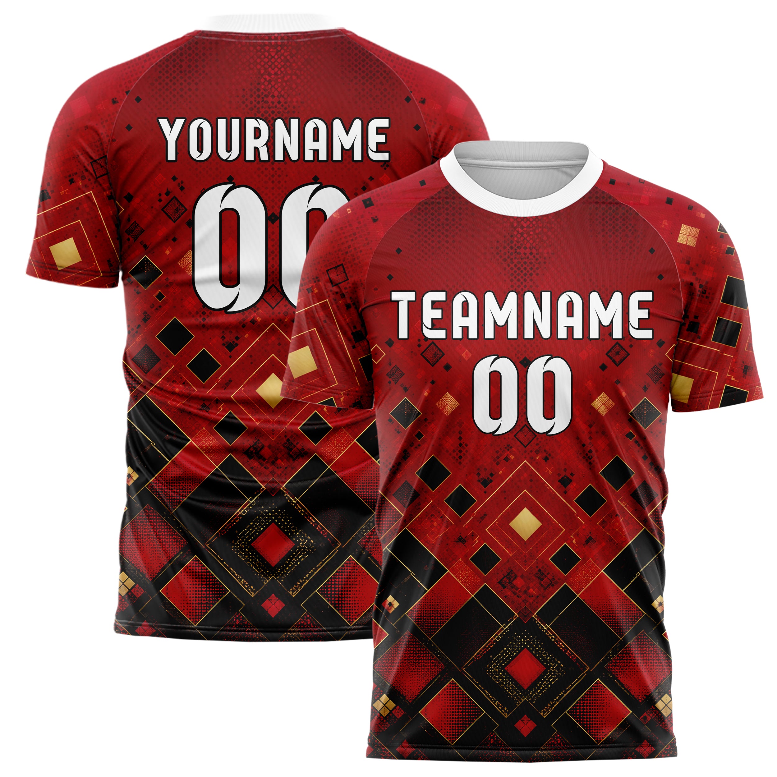 Karmesinrot dunkles Rauten dichter Verlauf von unten Design 01-0111 individuelles Fußballtrikot main