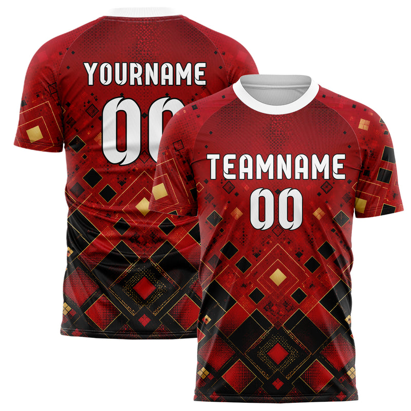 Karmesinrot dunkles Rauten dichter Verlauf von unten Design 01-0111 individuelles Fußballtrikot main