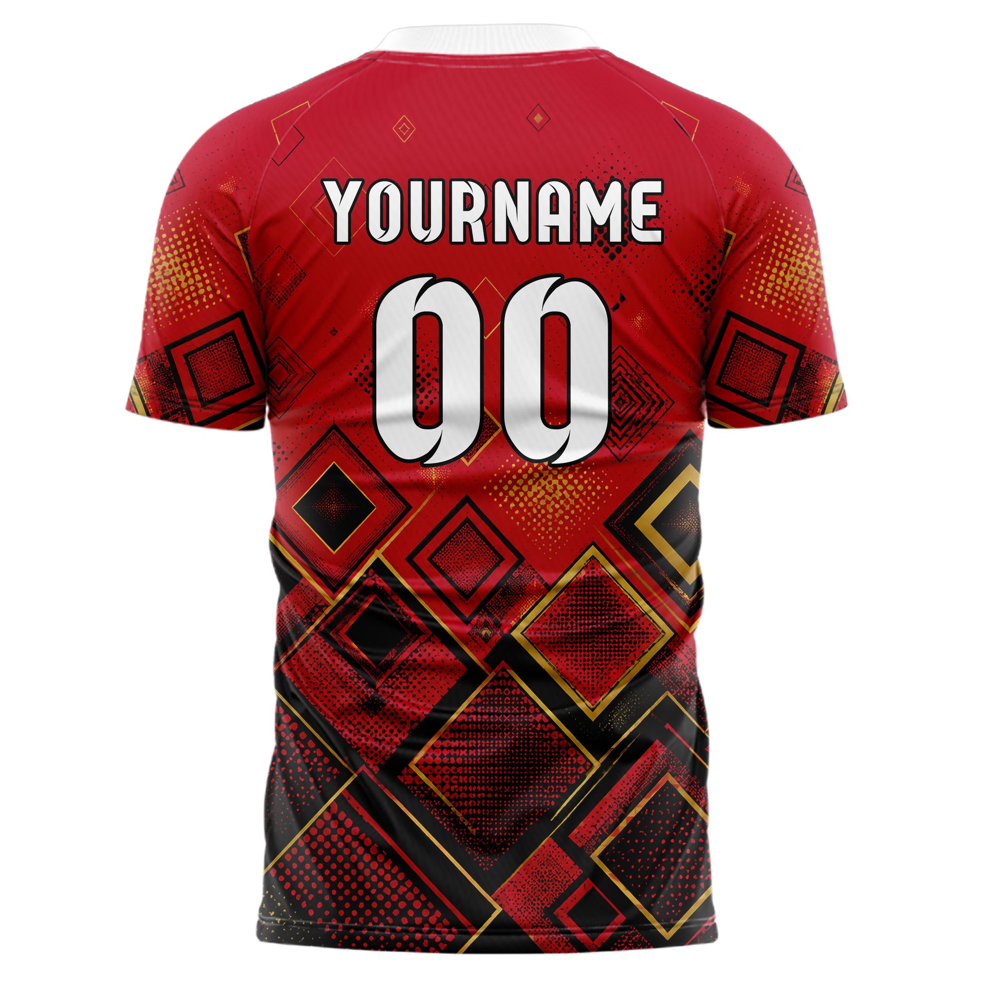 Karmesinrot dunkles Rauten dichter Verlauf von unten Design 01-0279 individuelles Fußballtrikot back