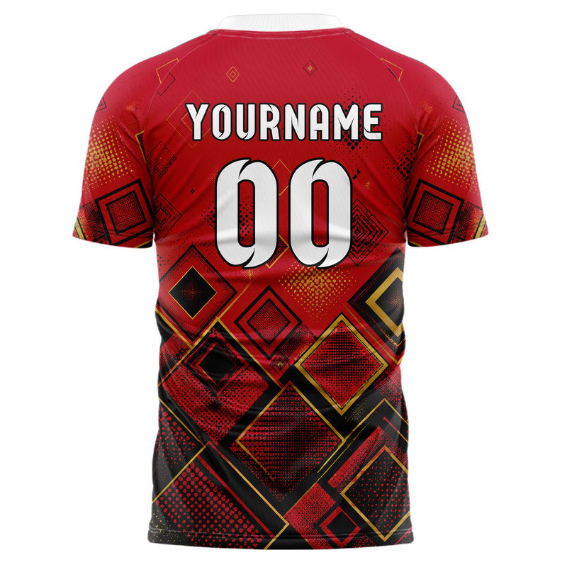 Karmesinrot dunkles Rauten dichter Verlauf von unten Design 01-0279 individuelles Fußballtrikot back