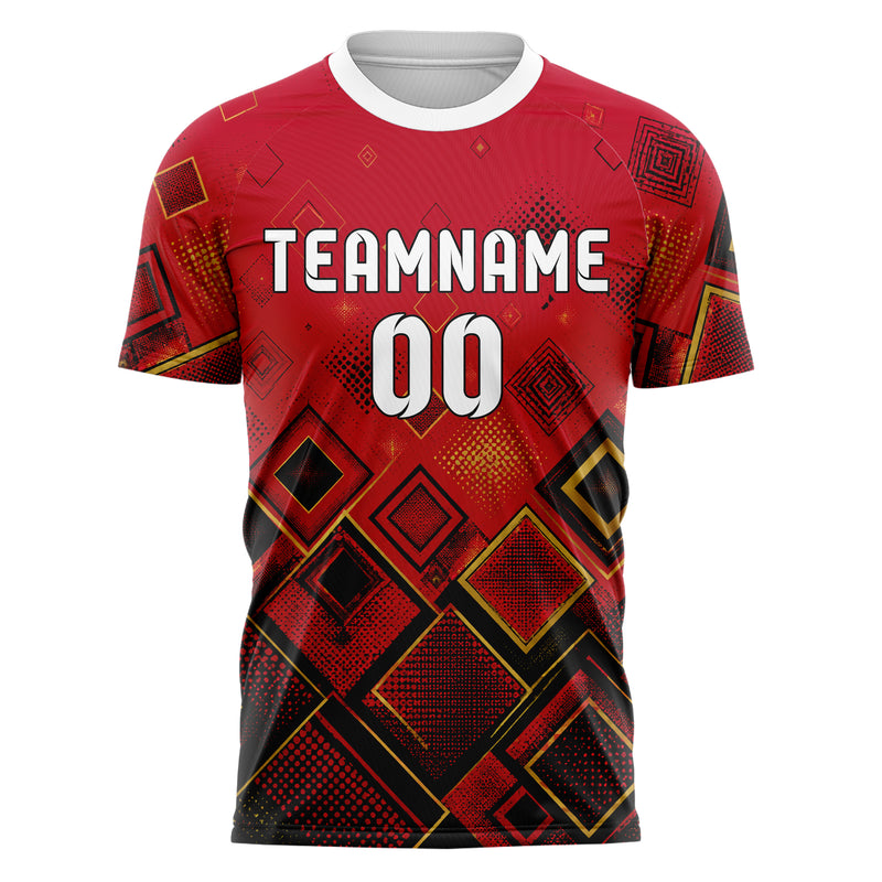 Karmesinrot dunkles Rauten dichter Verlauf von unten Design 01-0279 individuelles Fußballtrikot front