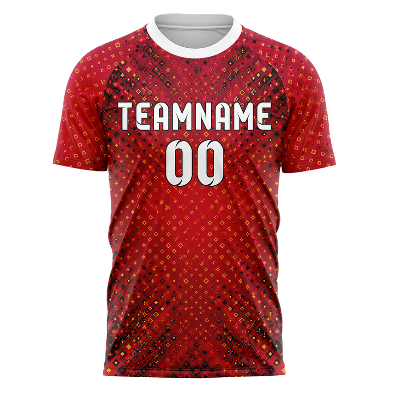 Karmesinrot dunkles Rauten radialer Center Fade Design 01-0081 individuelles Fußballtrikot front