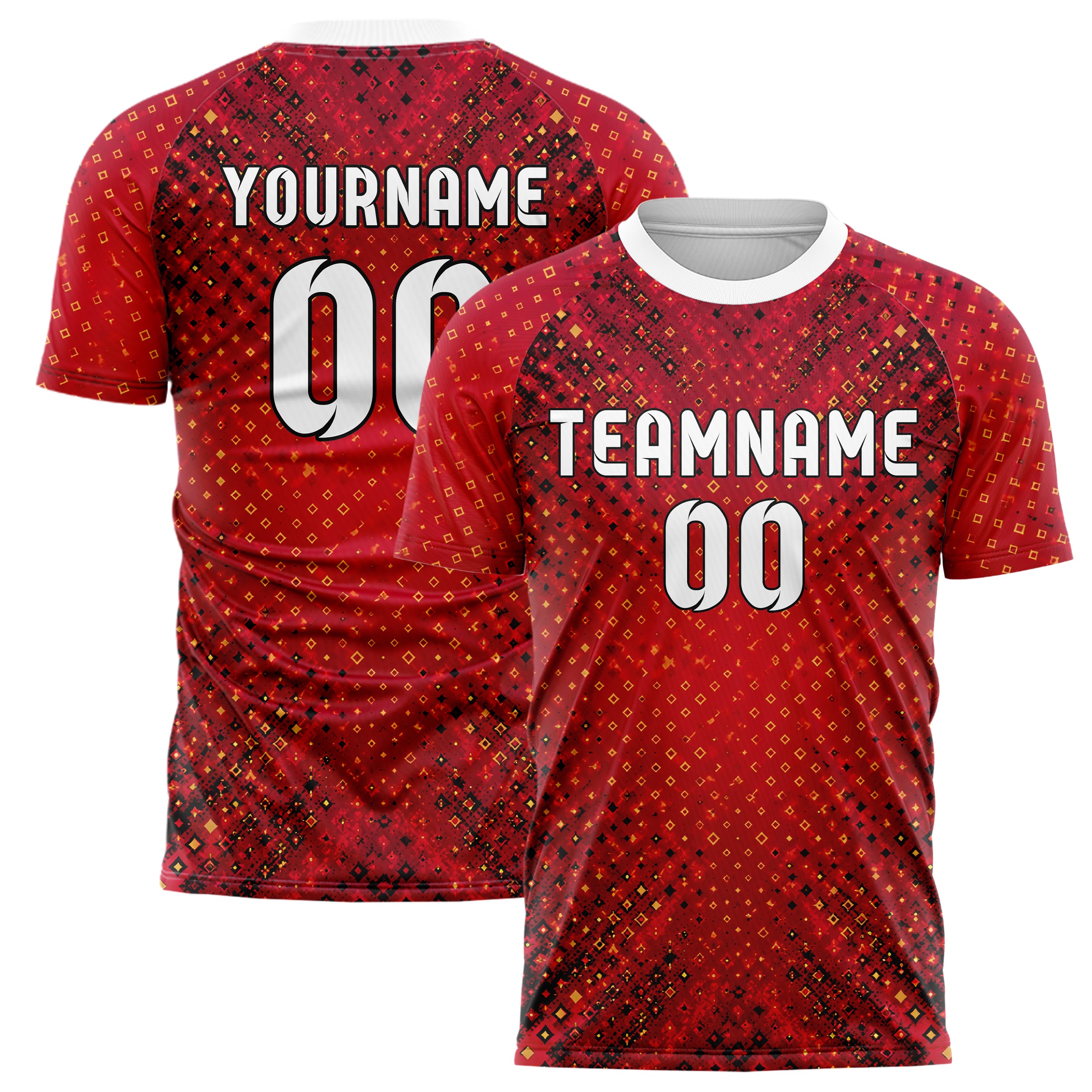 Karmesinrot dunkles Rauten radialer Center Fade Design 01-0081 individuelles Fußballtrikot main