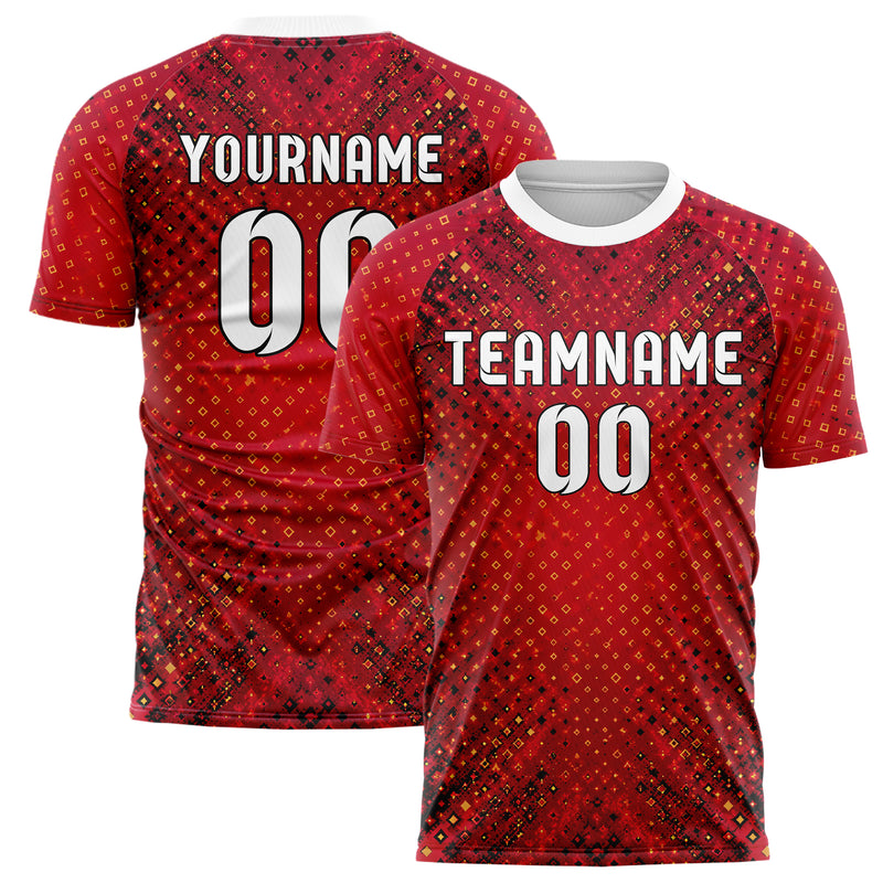 Karmesinrot dunkles Rauten radialer Center Fade Design 01-0081 individuelles Fußballtrikot main