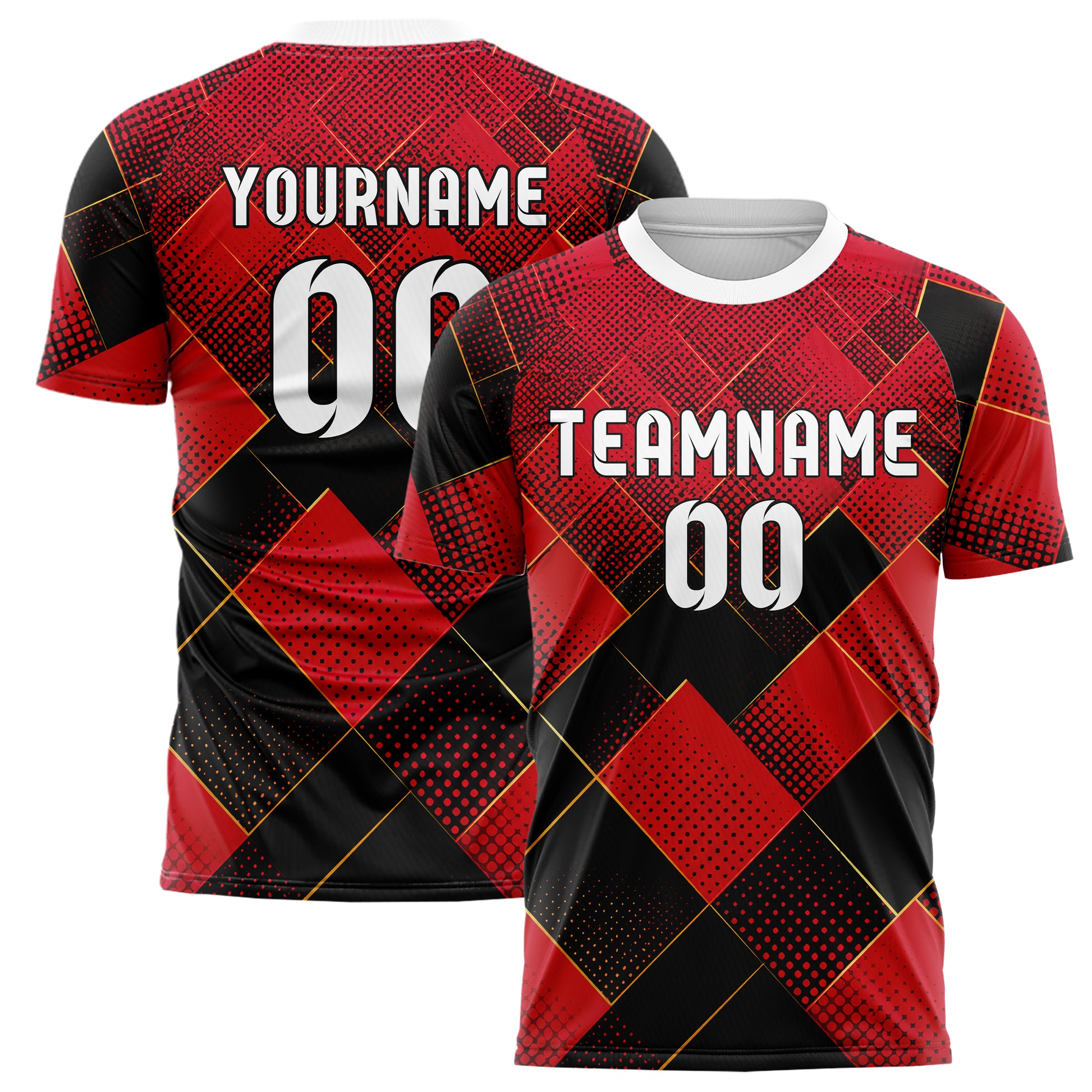 Karmesinrot dunkles Rauten diagonale Tessellation Design 01-0210 individuelles Fußballtrikot main