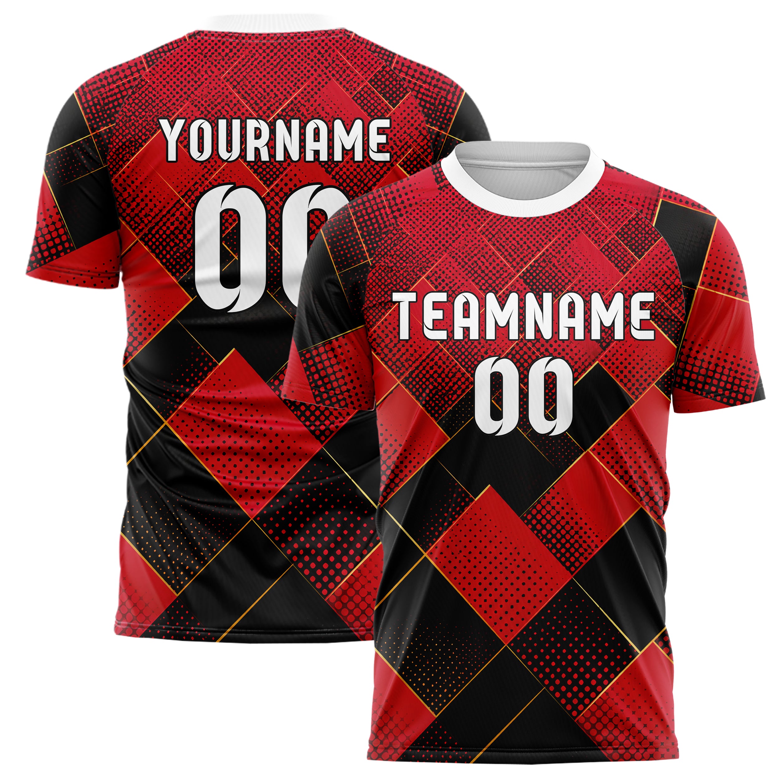 Karmesinrot dunkles Rauten diagonale Tessellation Design 01-0210 individuelles Fußballtrikot main