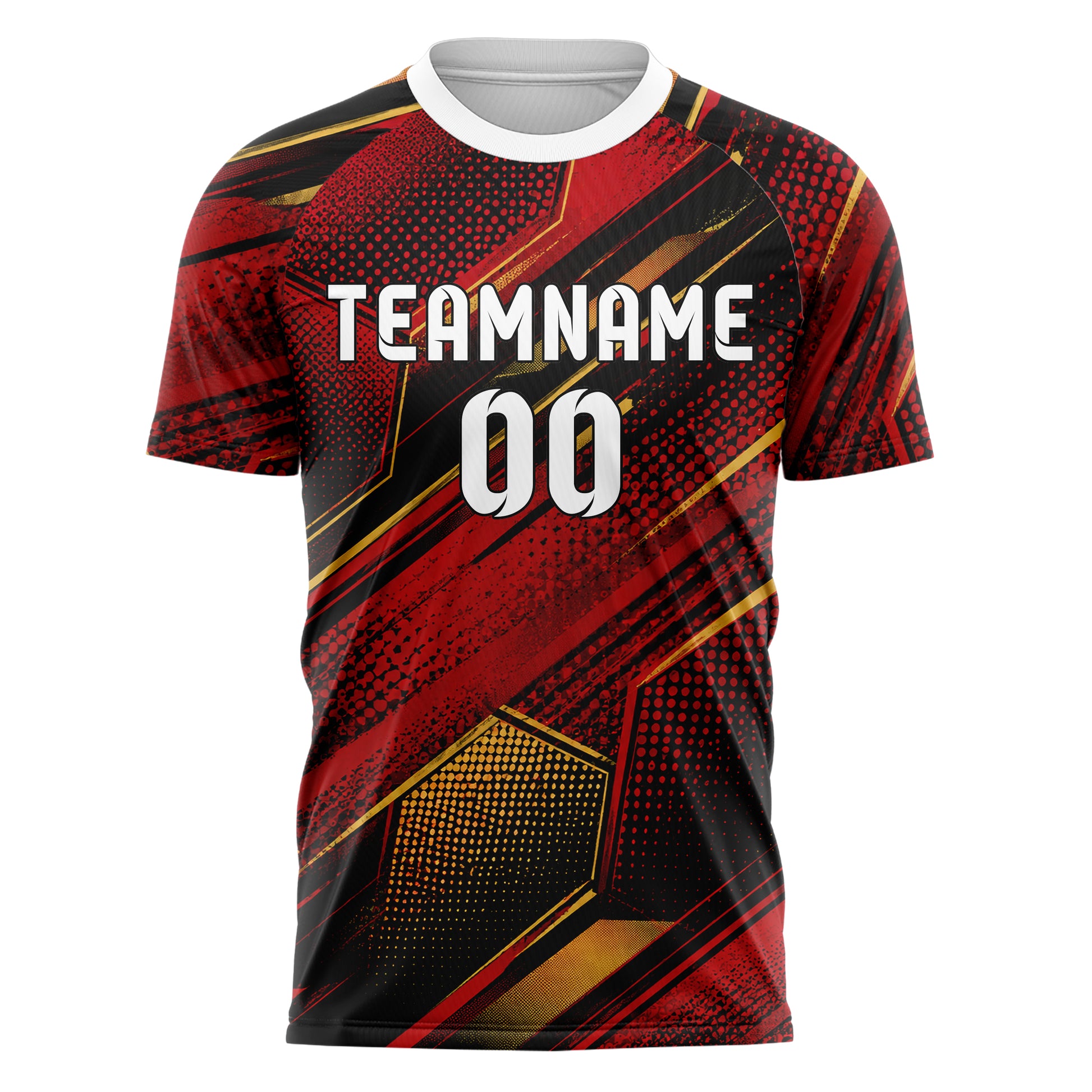 Karmesinrot dunkles Rauten hexagonale Panels Design 01-0270 individuelles Fußballtrikot front