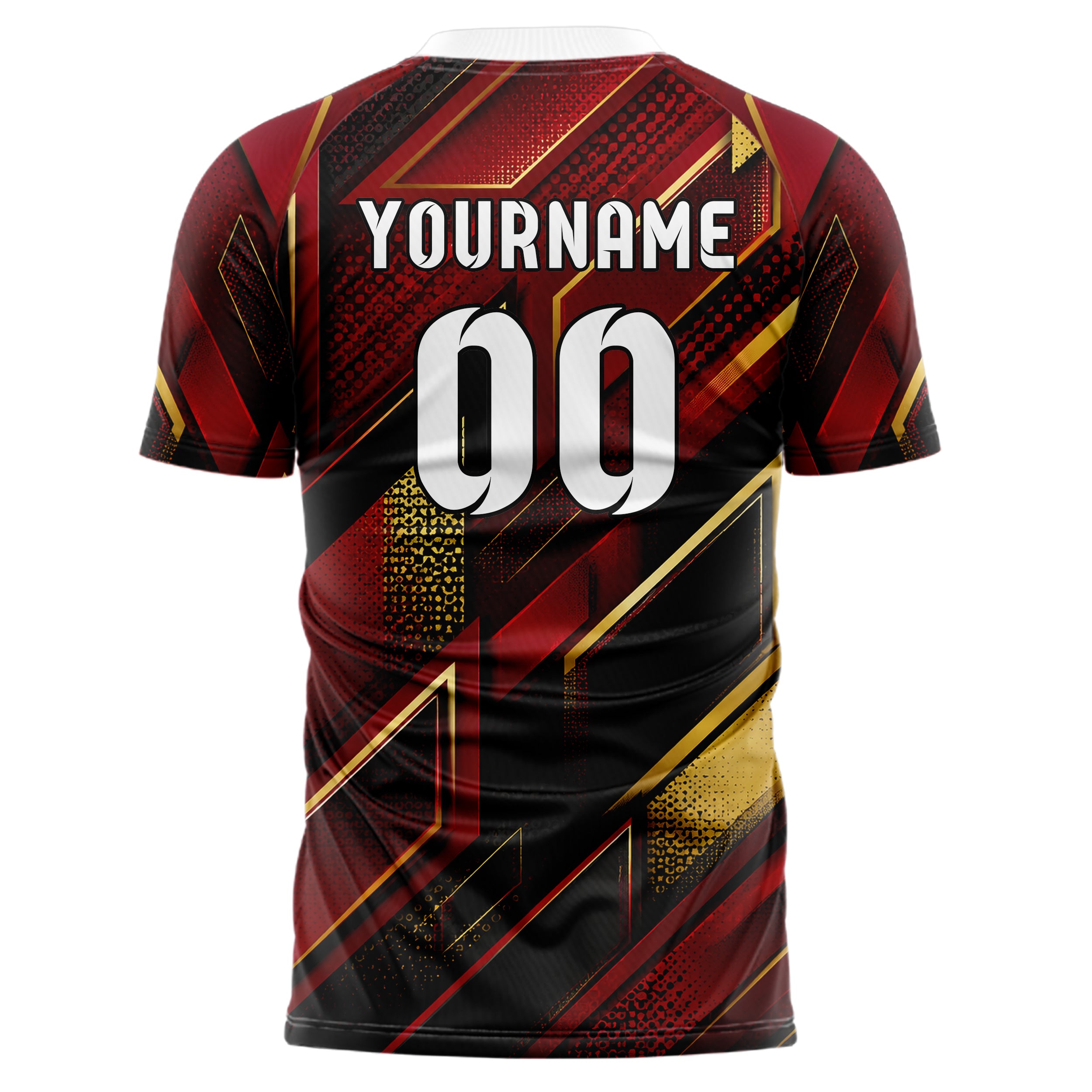 Karmesinrot dunkles Rauten Layered 3D Rhombus Design 01-0051 individuelles Fußballtrikot back