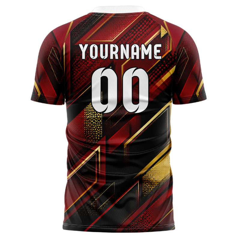Karmesinrot dunkles Rauten Layered 3D Rhombus Design 01-0051 individuelles Fußballtrikot back