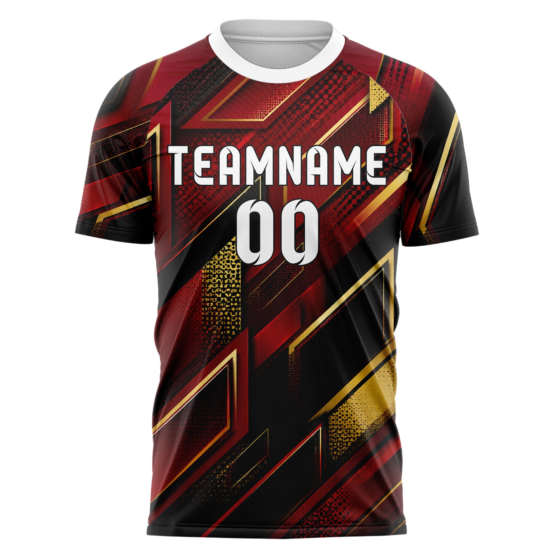 Karmesinrot dunkles Rauten Layered 3D Rhombus Design 01-0051 individuelles Fußballtrikot front