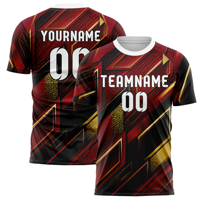 Karmesinrot dunkles Rauten Layered 3D Rhombus Design 01-0051 individuelles Fußballtrikot main