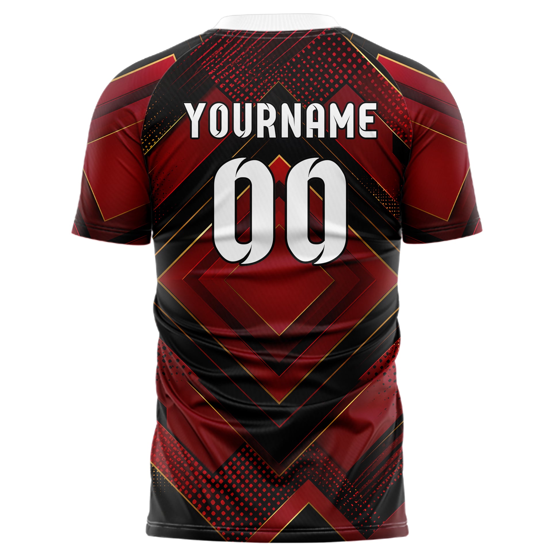 Karmesinrot dunkles Rauten Layered 3D Rhombus Design 01-0267 individuelles Fußballtrikot back