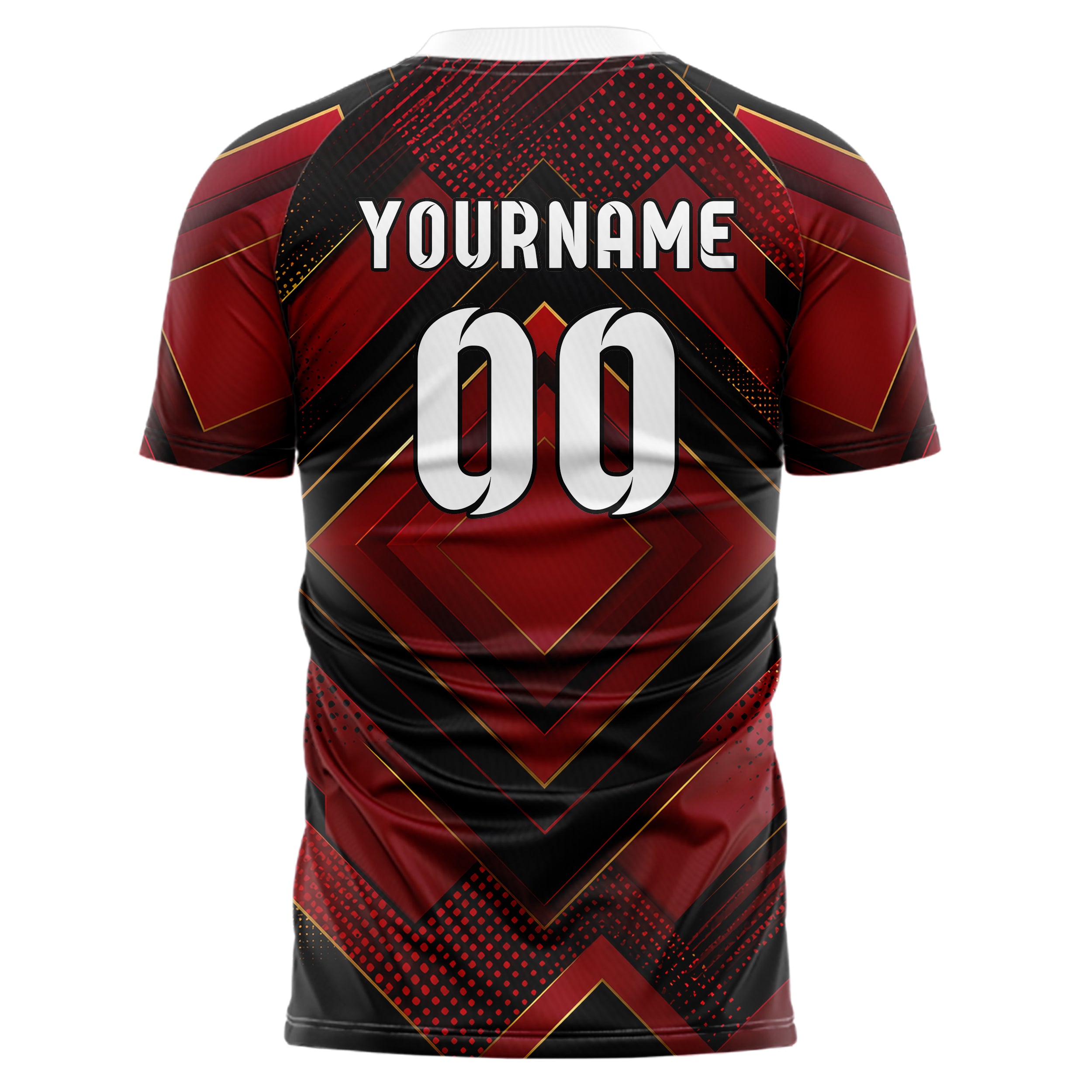 Karmesinrot dunkles Rauten Layered 3D Rhombus Design 01-0267 individuelles Fußballtrikot back