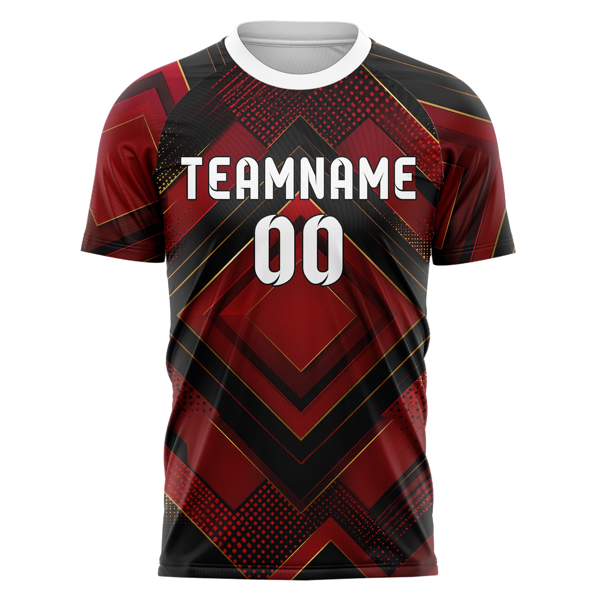 Karmesinrot dunkles Rauten Layered 3D Rhombus Design 01-0267 individuelles Fußballtrikot front