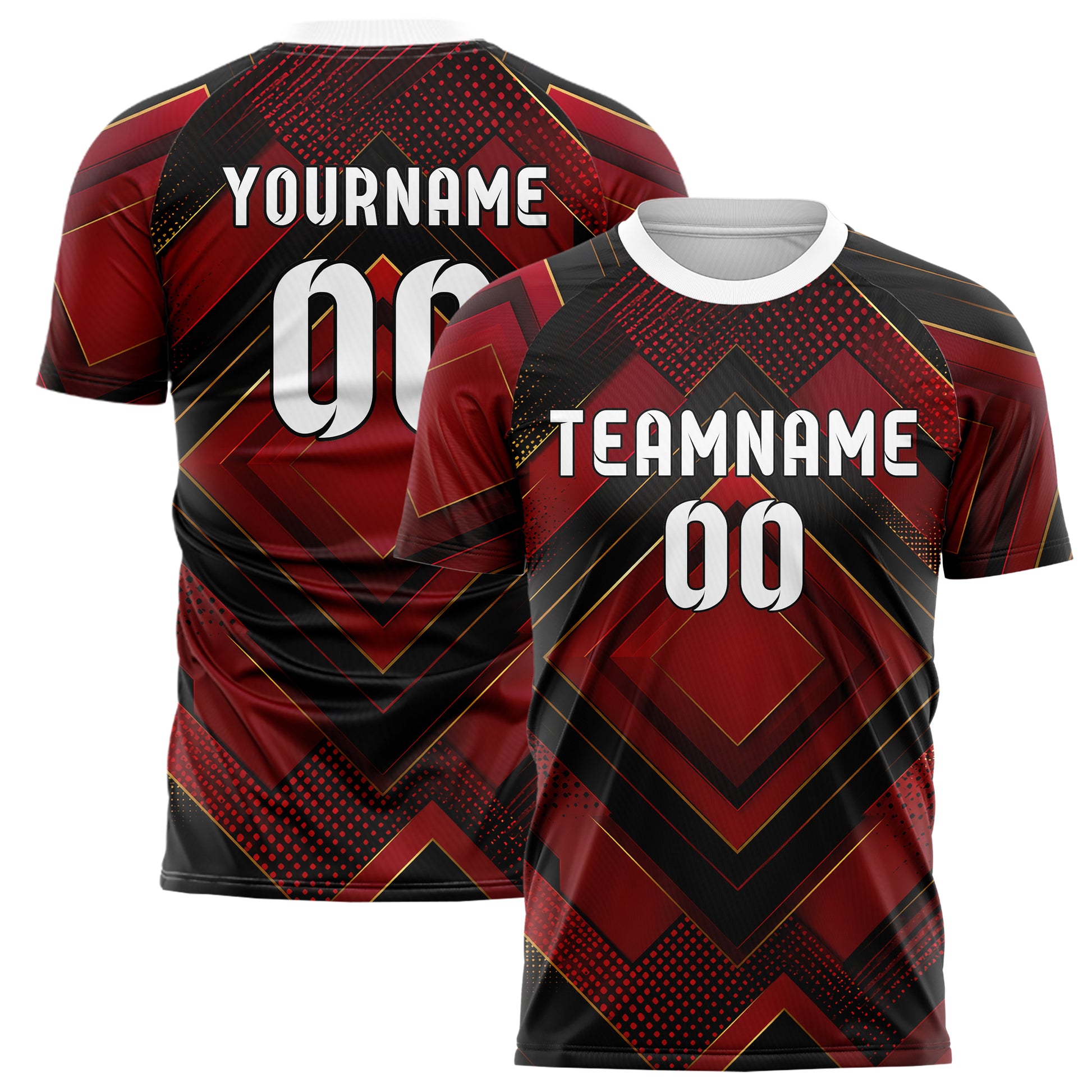 Karmesinrot dunkles Rauten Layered 3D Rhombus Design 01-0267 individuelles Fußballtrikot main