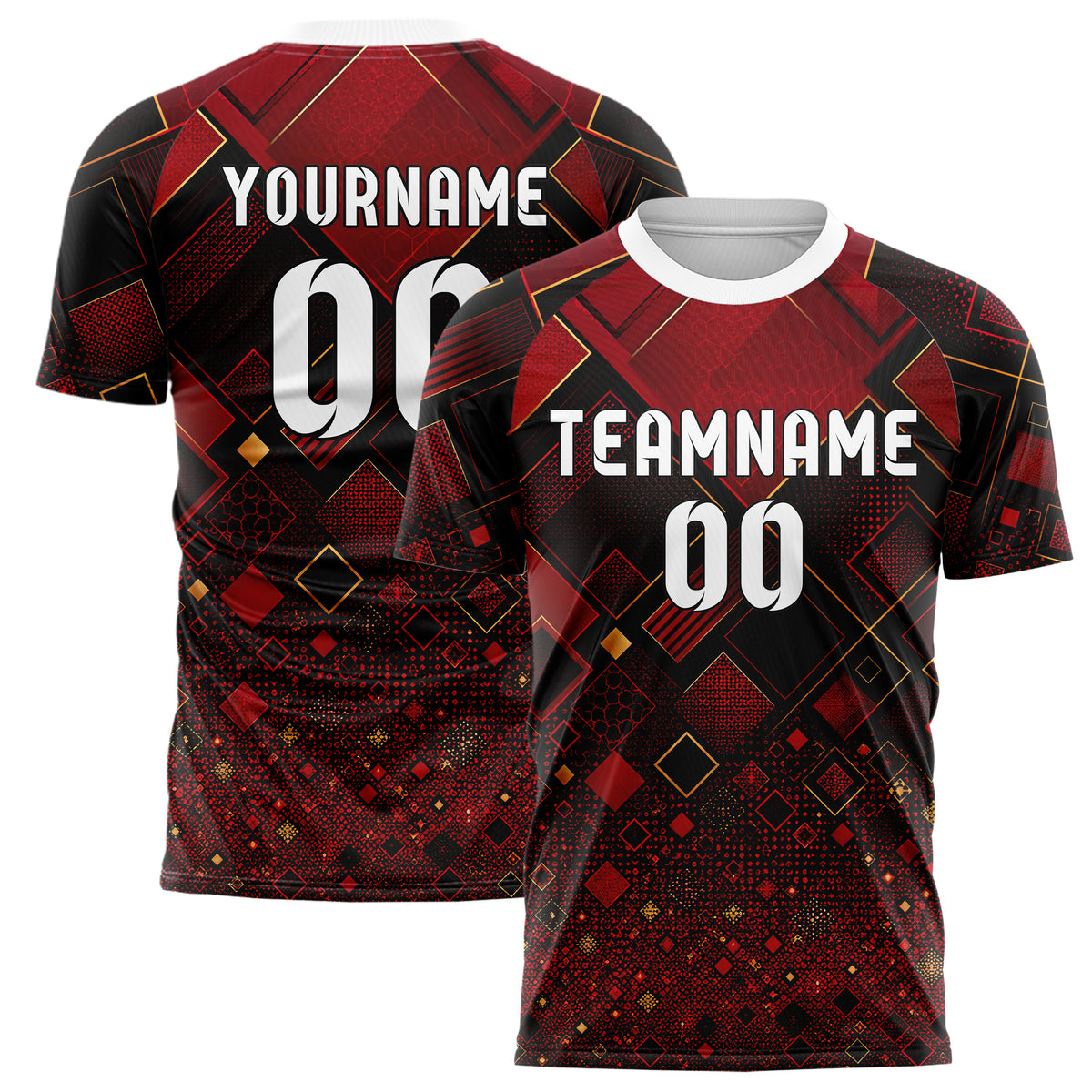 Karmesinrot dunkles Rauten Micro to Macro Gradient Design 01-0108 individuelles Fußballtrikot main