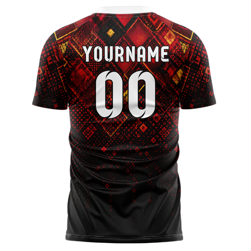 Karmesinrot dunkles Rauten dichter Verlauf von oben Design 01-0264 individuelles Fußballtrikot back