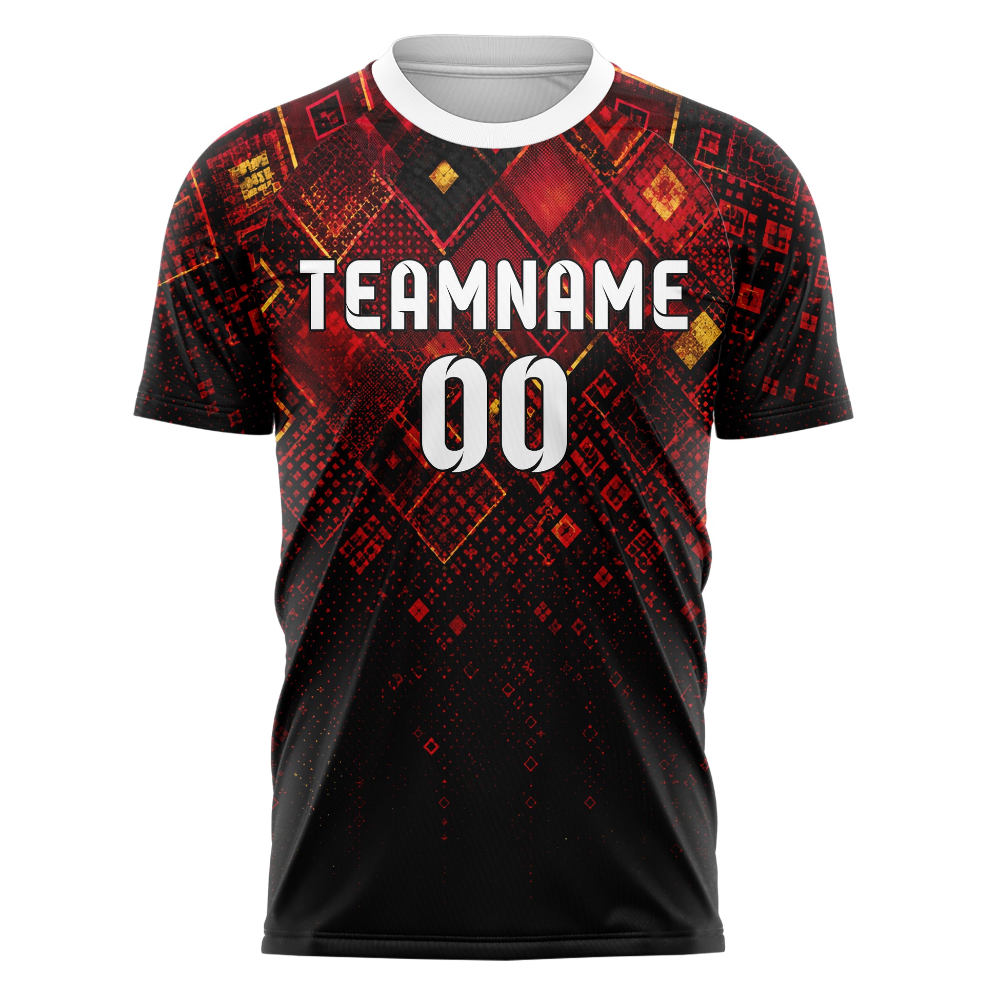Karmesinrot dunkles Rauten dichter Verlauf von oben Design 01-0264 individuelles Fußballtrikot front