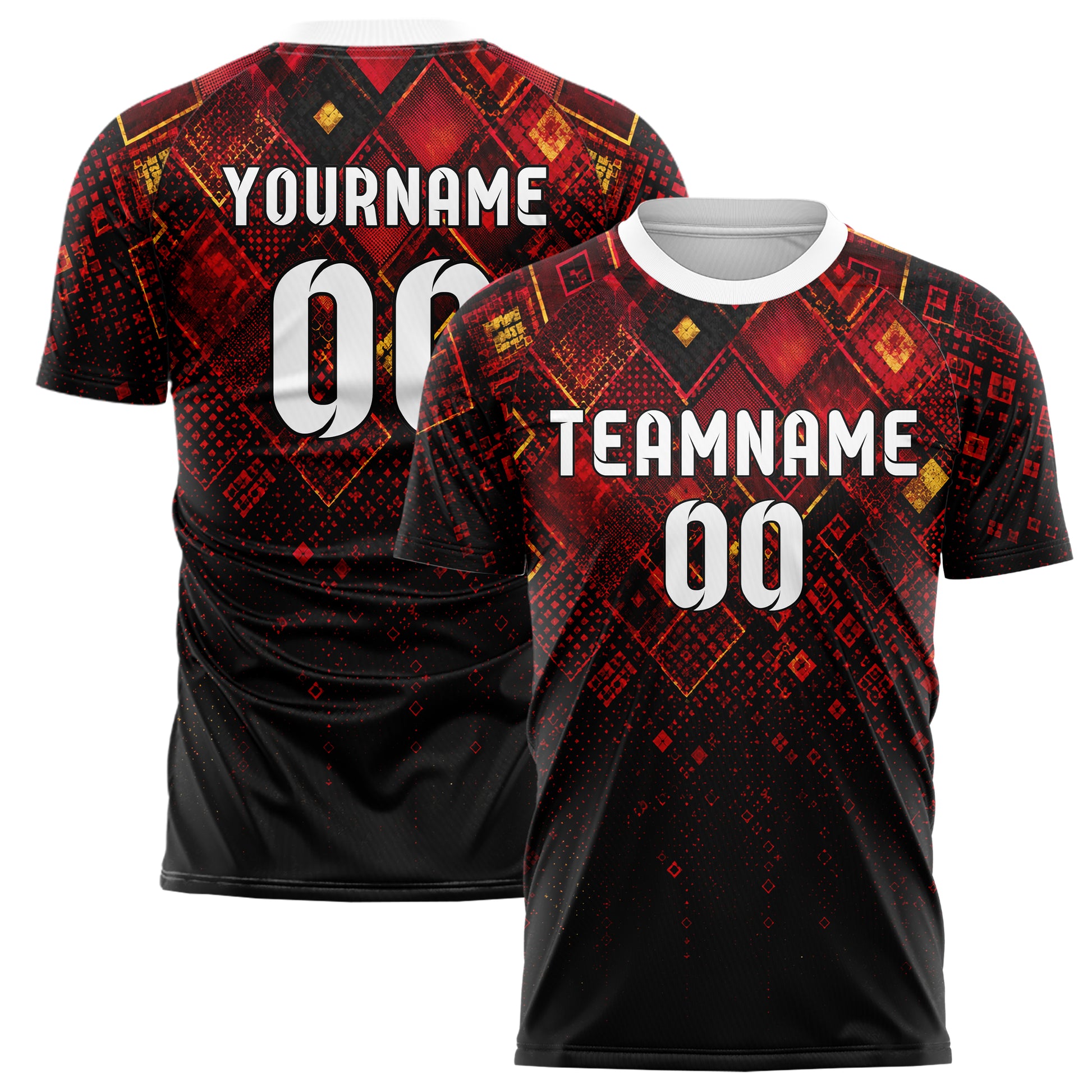 Karmesinrot dunkles Rauten dichter Verlauf von oben Design 01-0264 individuelles Fußballtrikot main