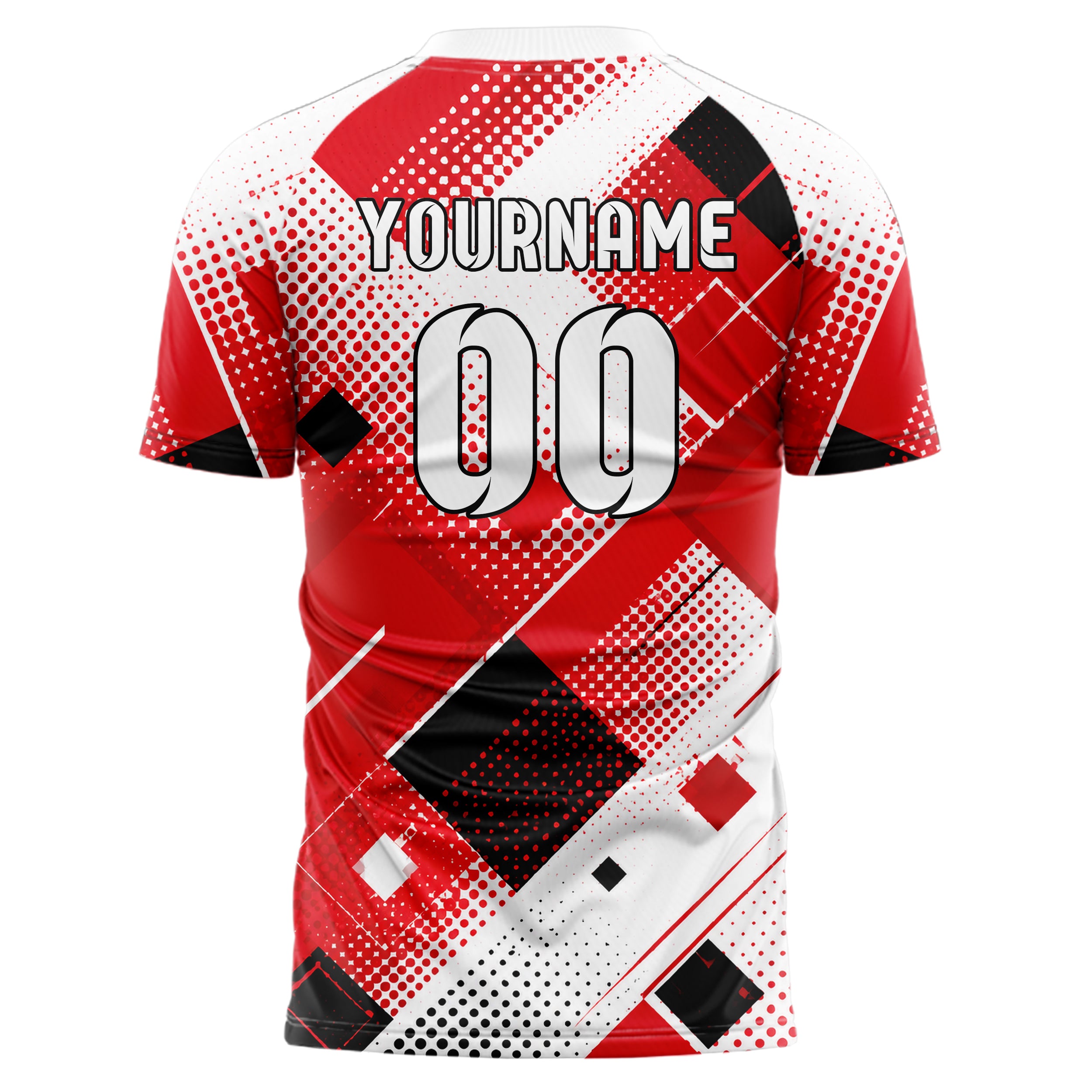 Rot lebendiges Rauten Square Grid Design 01-0053 individuelles Fußballtrikot back