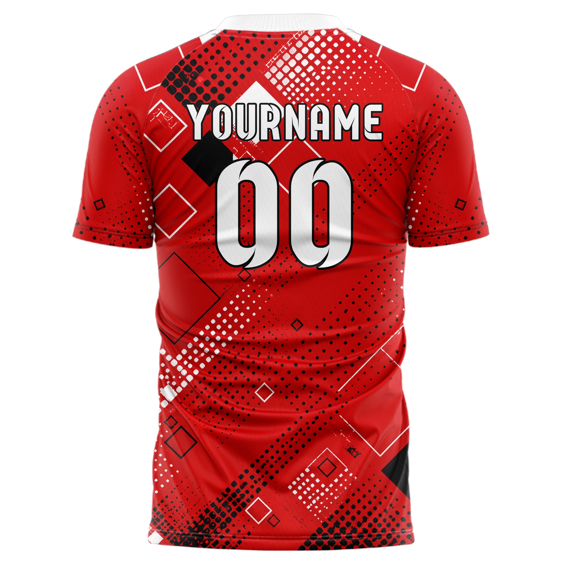 Rot lebendiges Rauten Square Grid Design 01-0269 individuelles Fußballtrikot back