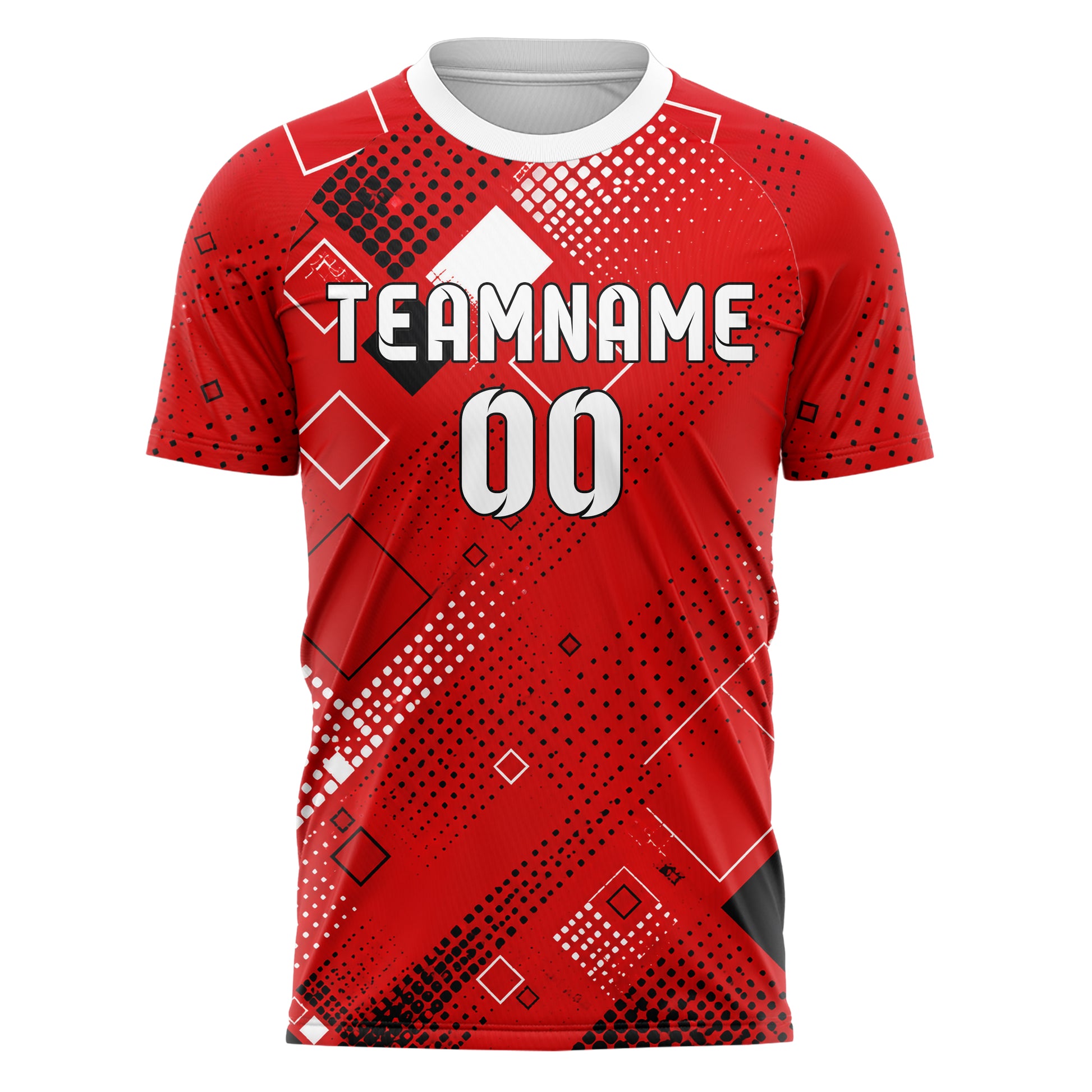 Rot lebendiges Rauten Square Grid Design 01-0269 individuelles Fußballtrikot front