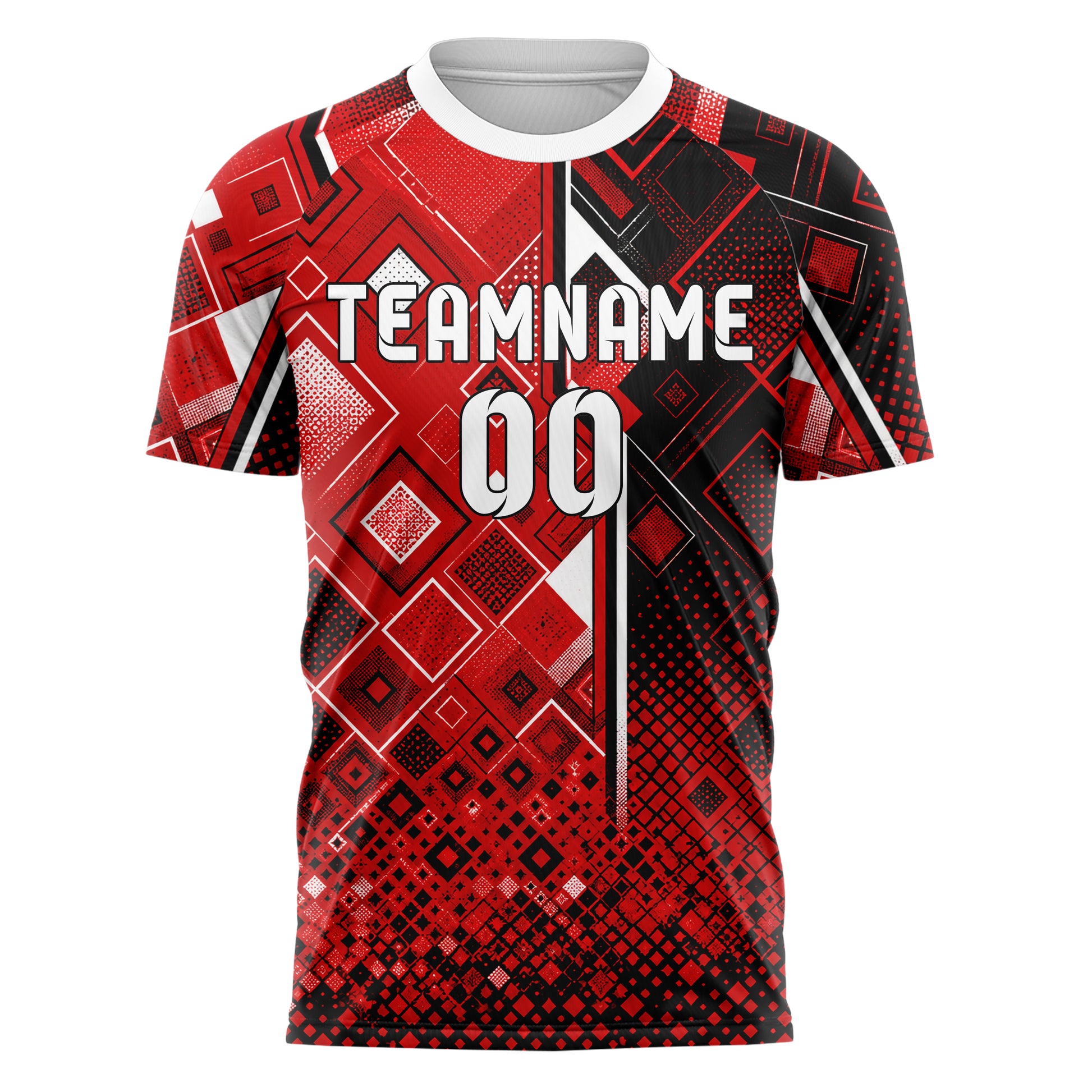 Rot lebendiges Rauten dichter Verlauf von unten Design 01-0119 individuelles Fußballtrikot front