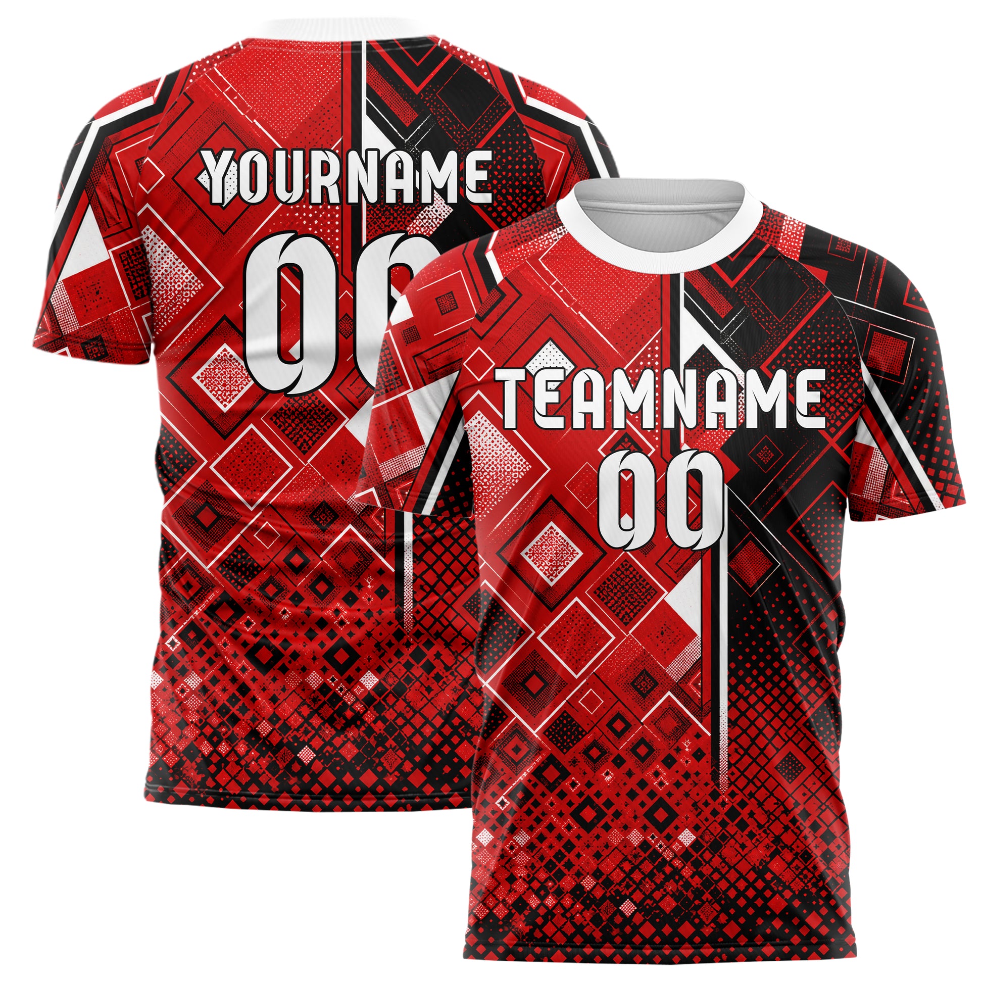 Rot lebendiges Rauten dichter Verlauf von unten Design 01-0119 individuelles Fußballtrikot main