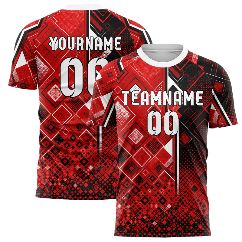 Rot lebendiges Rauten dichter Verlauf von unten Design 01-0119 individuelles Fußballtrikot main