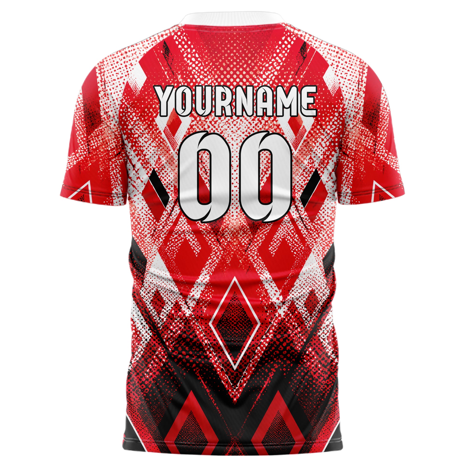 Rot lebendiges Rauten radialer Center Fade Design 01-0137 individuelles Fußballtrikot back