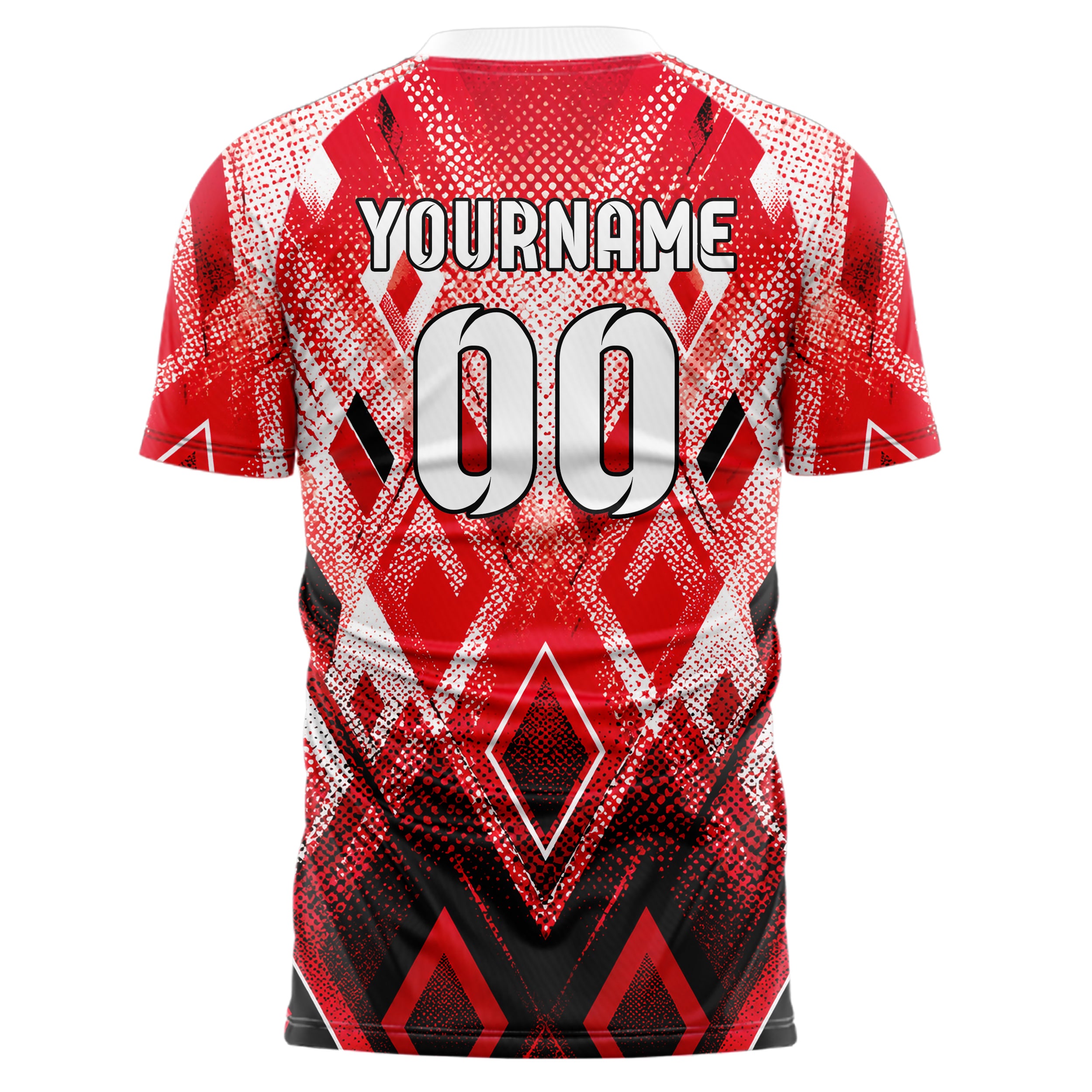 Rot lebendiges Rauten radialer Center Fade Design 01-0137 individuelles Fußballtrikot back