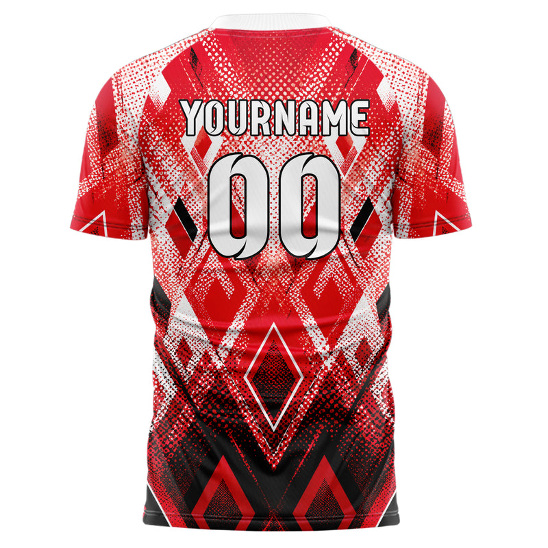 Rot lebendiges Rauten radialer Center Fade Design 01-0137 individuelles Fußballtrikot back