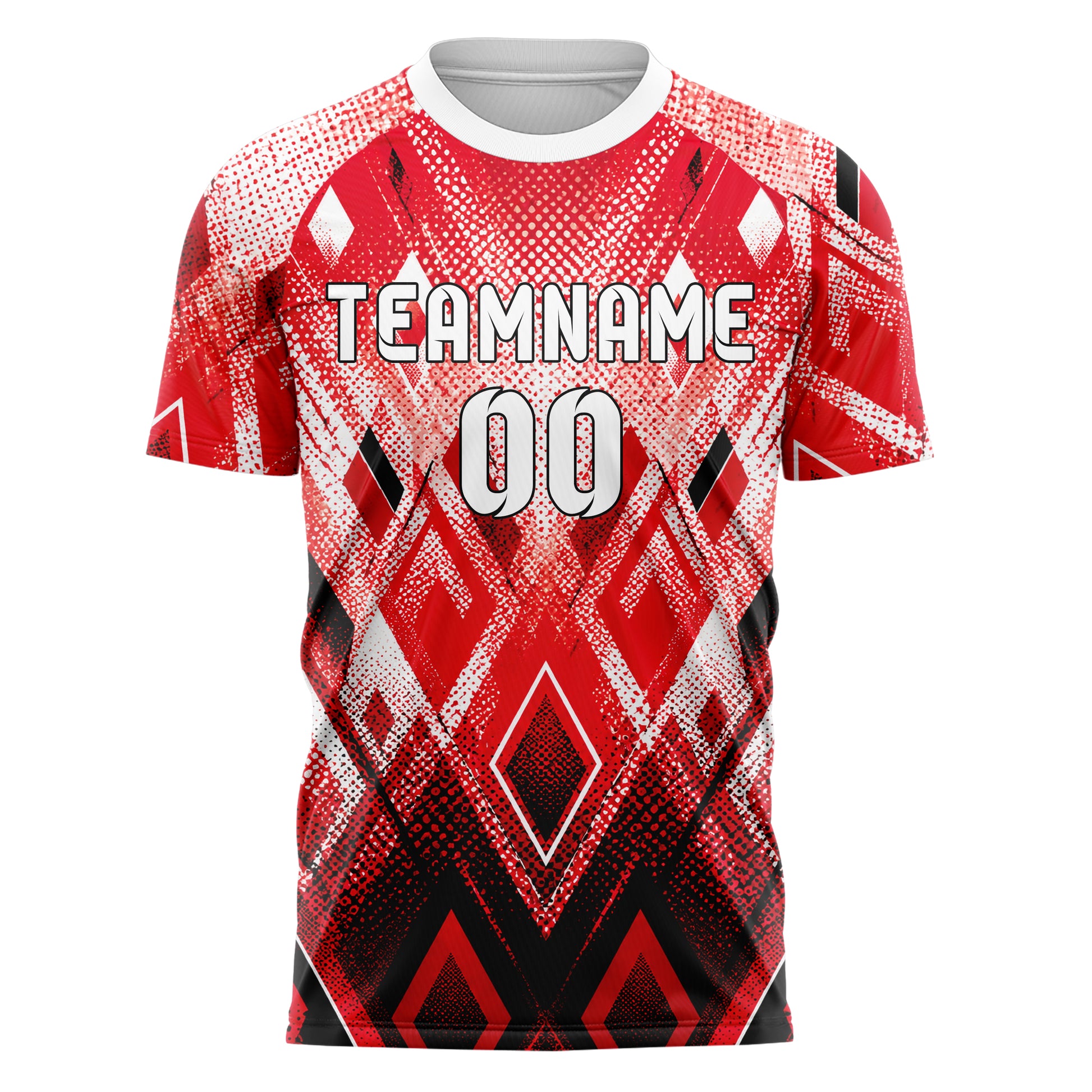 Rot lebendiges Rauten radialer Center Fade Design 01-0137 individuelles Fußballtrikot front