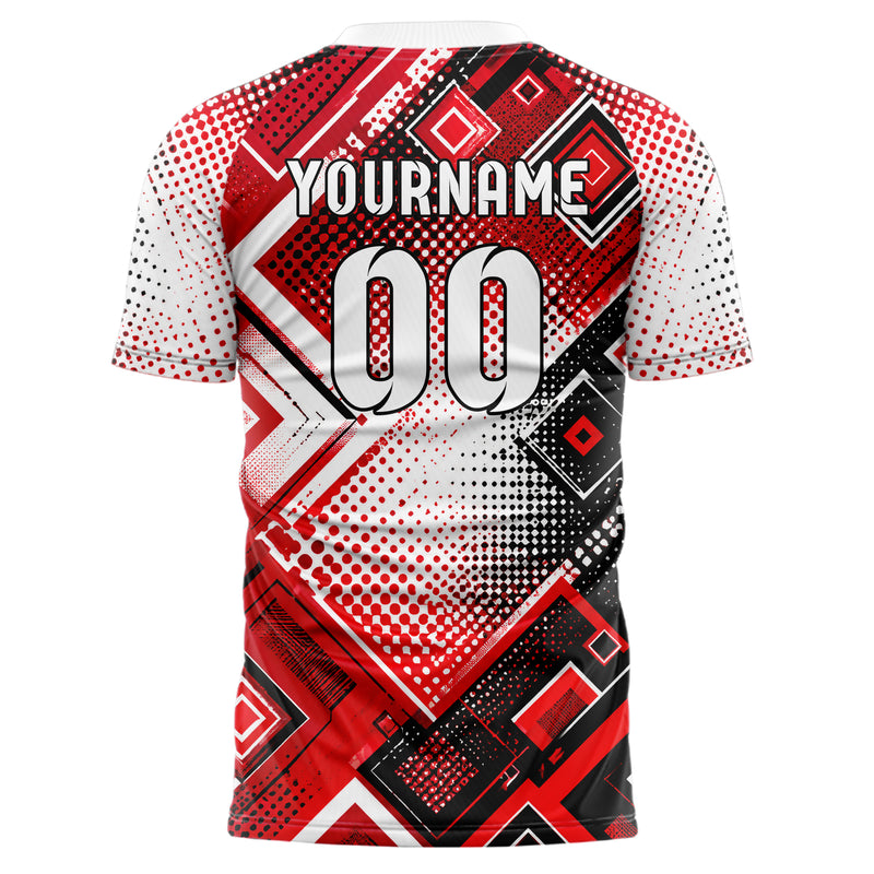 Rot lebendiges Rauten radialer Center Fade Design 01-0353 individuelles Fußballtrikot back