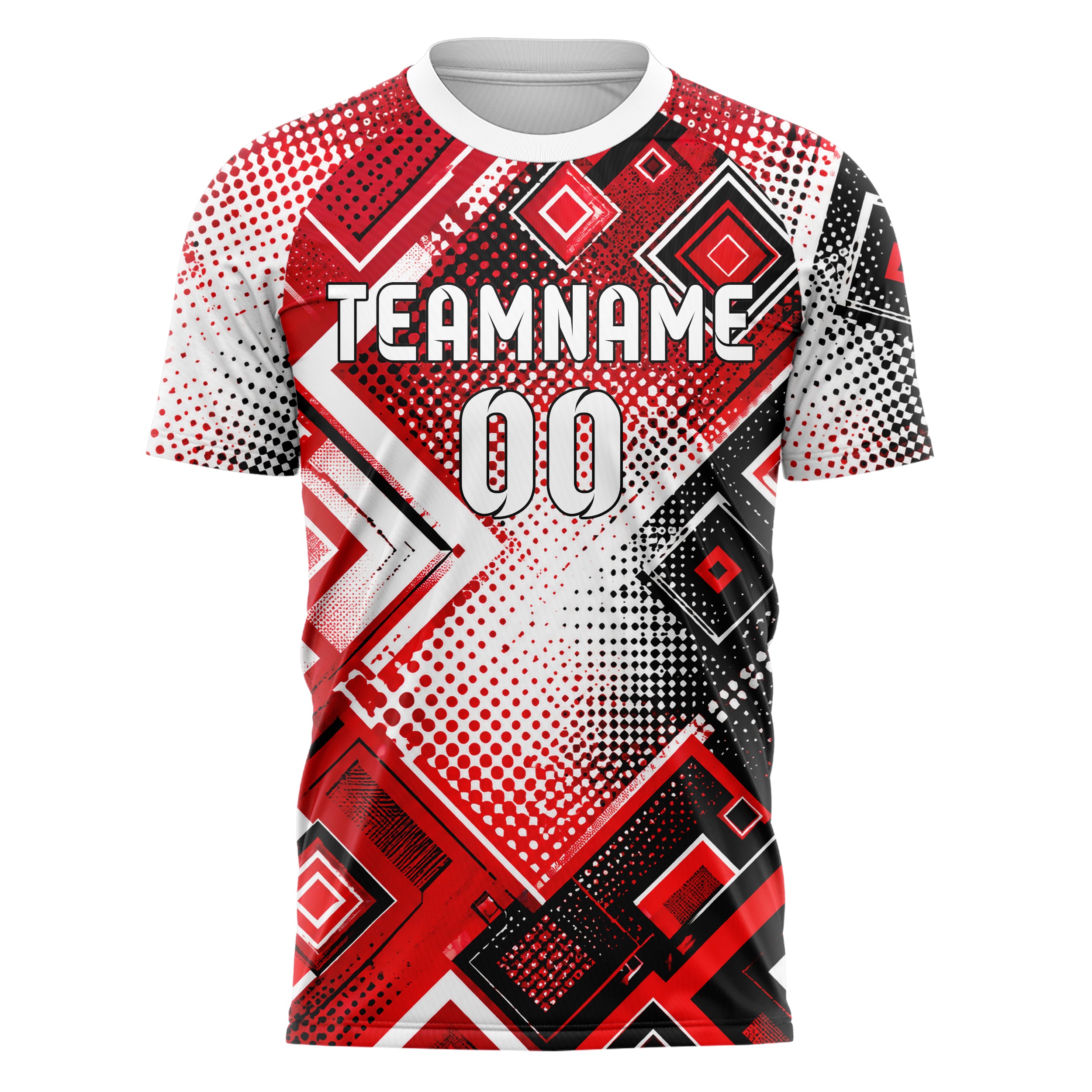 Rot lebendiges Rauten radialer Center Fade Design 01-0353 individuelles Fußballtrikot front