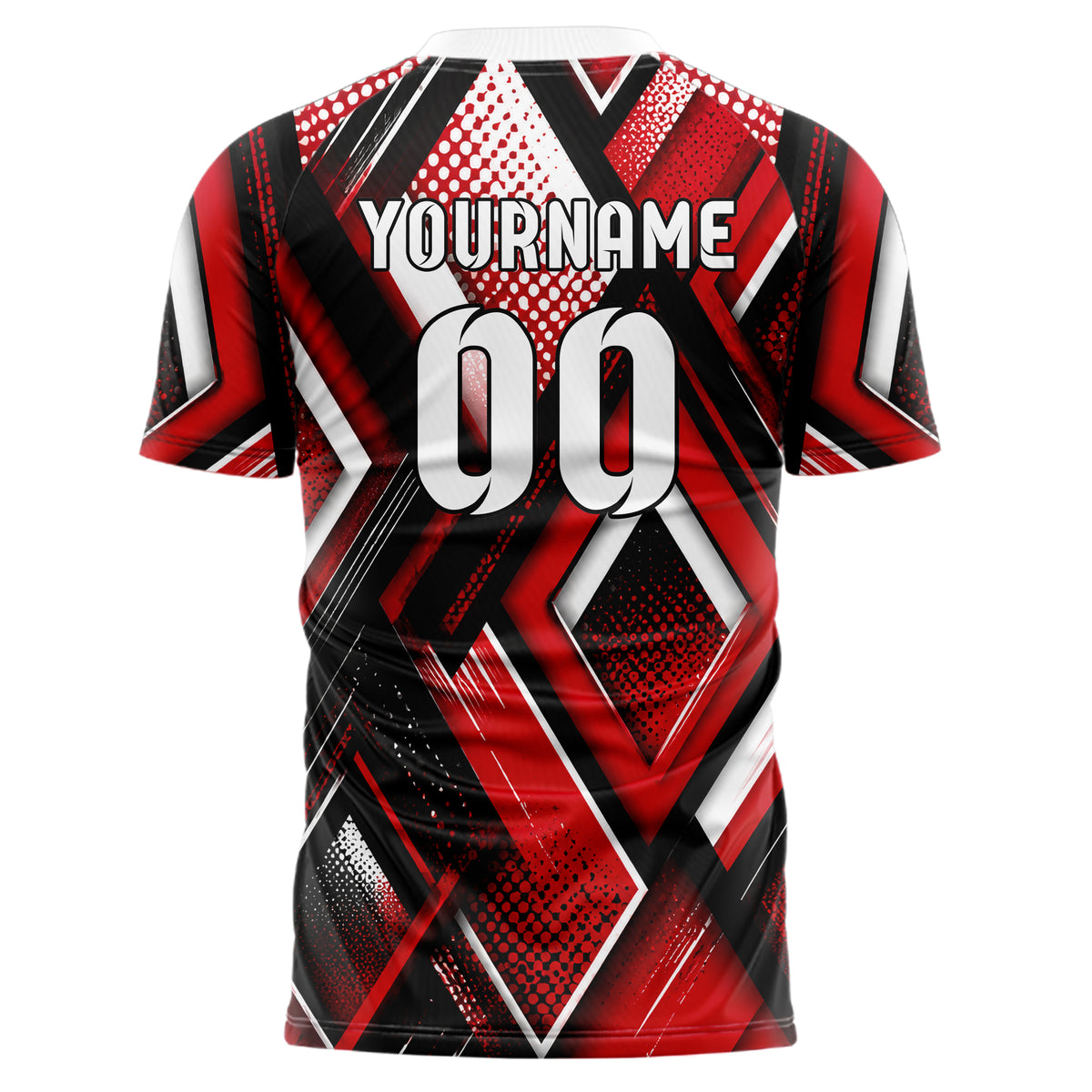 Rot lebendiges Rauten Layered 3D Rhombus Design 01-0059 individuelles Fußballtrikot back