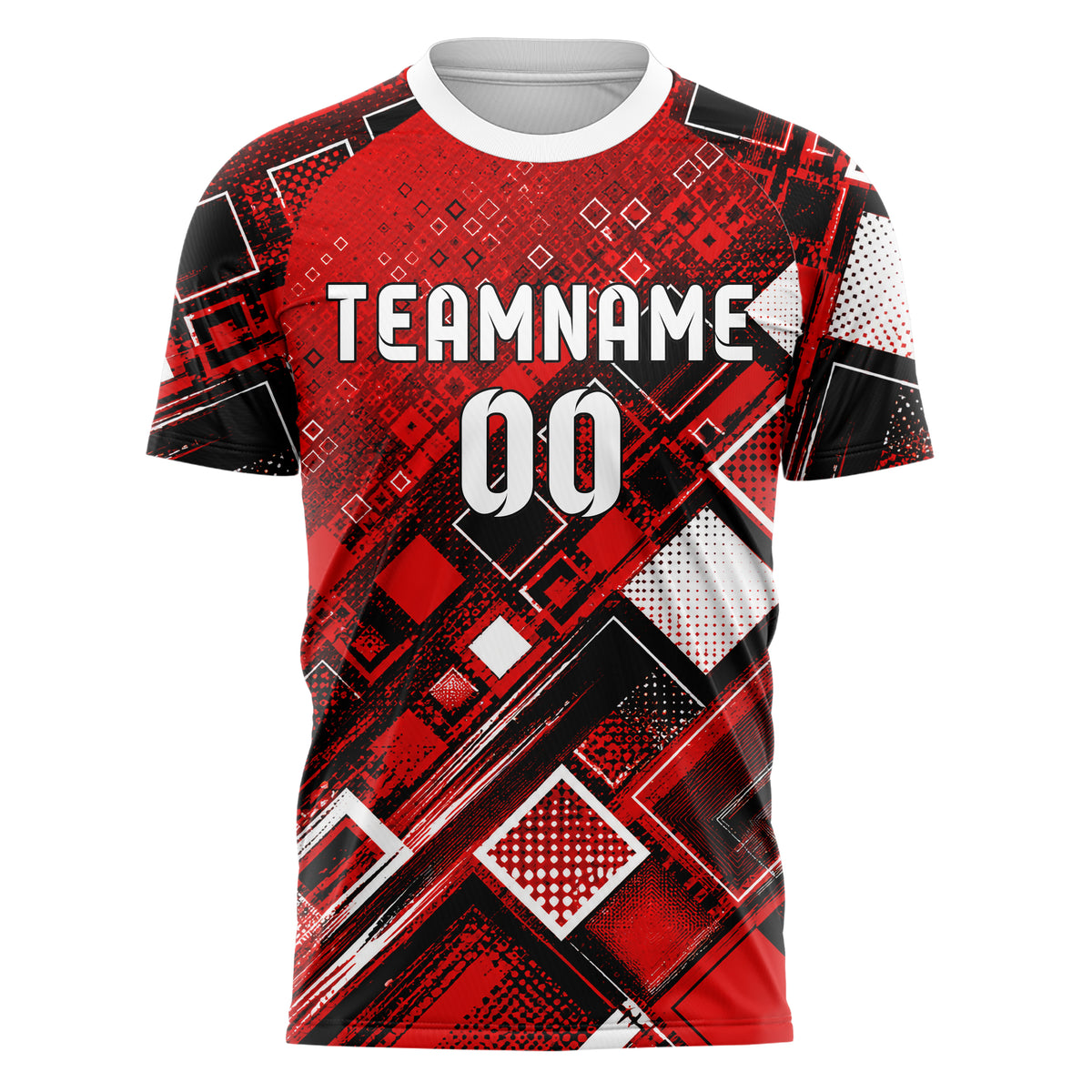 Rot lebendiges Rauten Micro to Macro Gradient Design 01-0044 individuelles Fußballtrikot front