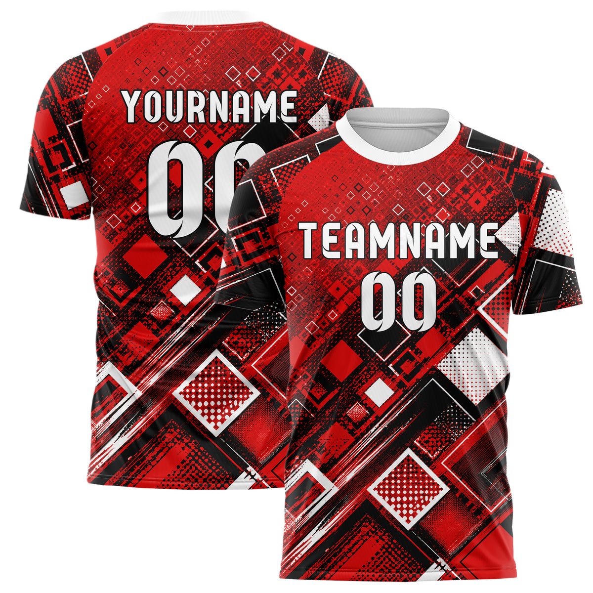 Rot lebendiges Rauten Micro to Macro Gradient Design 01-0044 individuelles Fußballtrikot main