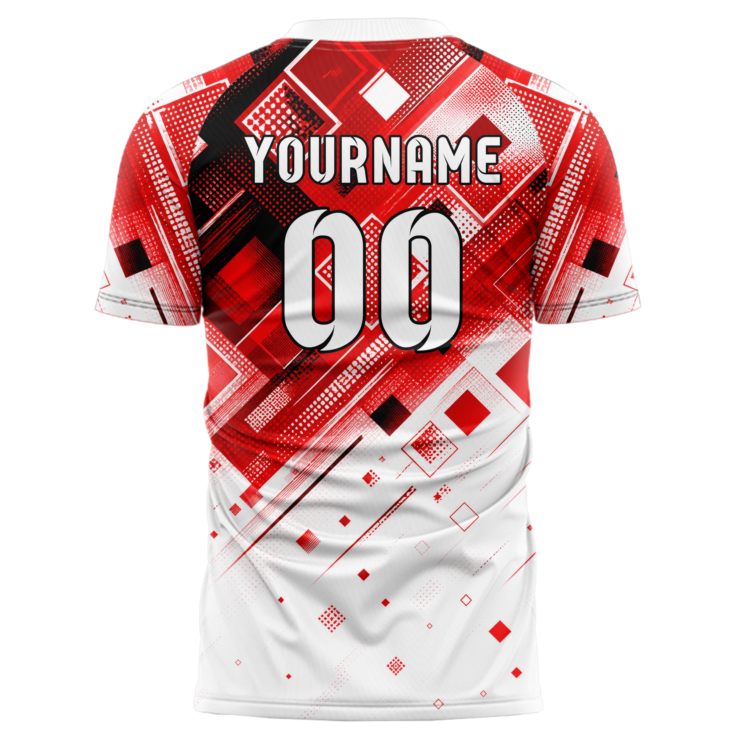Rot lebendiges Rauten dichter Verlauf von oben Design 01-0104 individuelles Fußballtrikot back