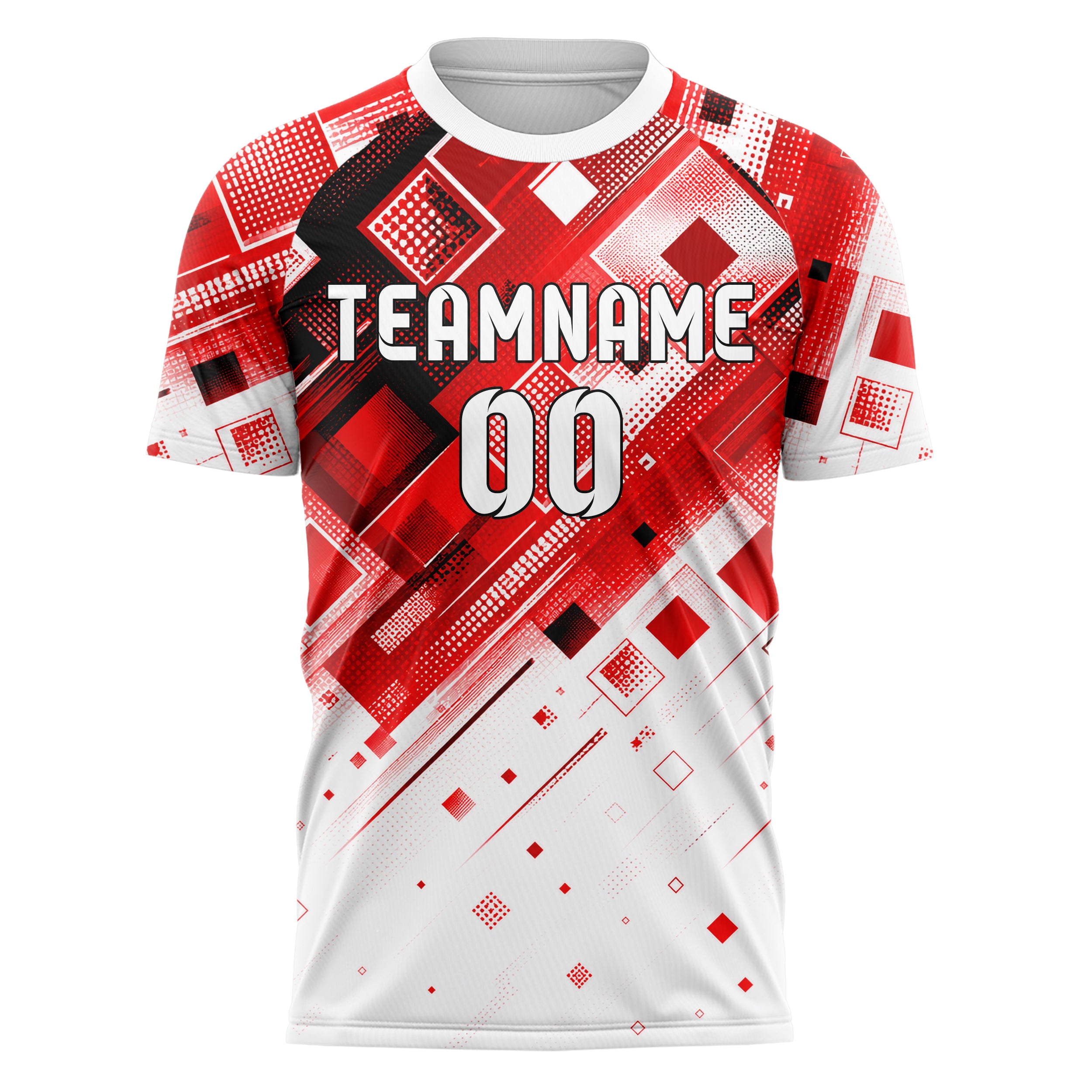 Rot lebendiges Rauten dichter Verlauf von oben Design 01-0104 individuelles Fußballtrikot front