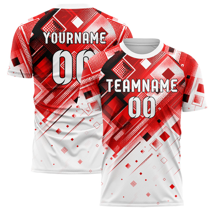 Rot lebendiges Rauten dichter Verlauf von oben Design 01-0104 individuelles Fußballtrikot main
