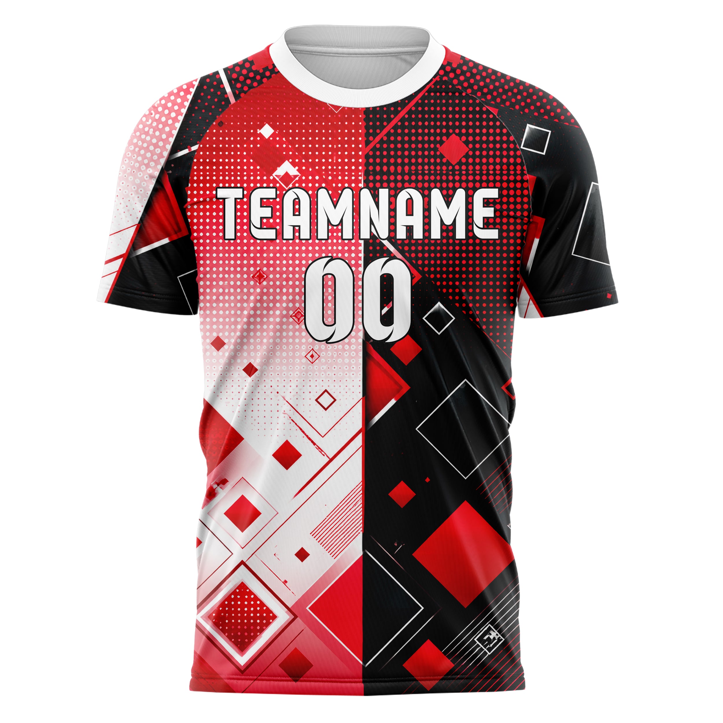 Rot lebendiges Rauten dichter Verlauf von oben Design 01-0176 individuelles Fußballtrikot front