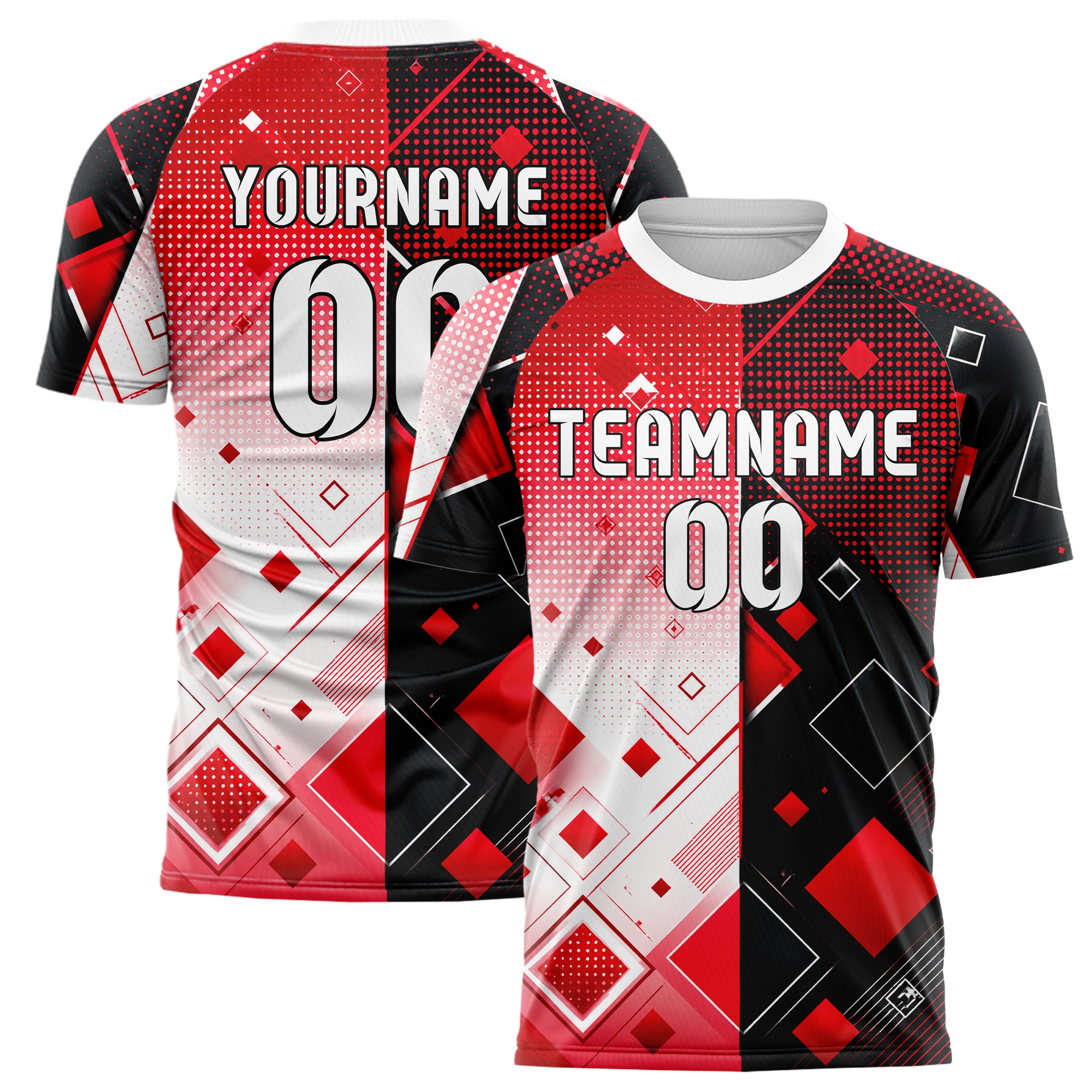 Rot lebendiges Rauten dichter Verlauf von oben Design 01-0176 individuelles Fußballtrikot main