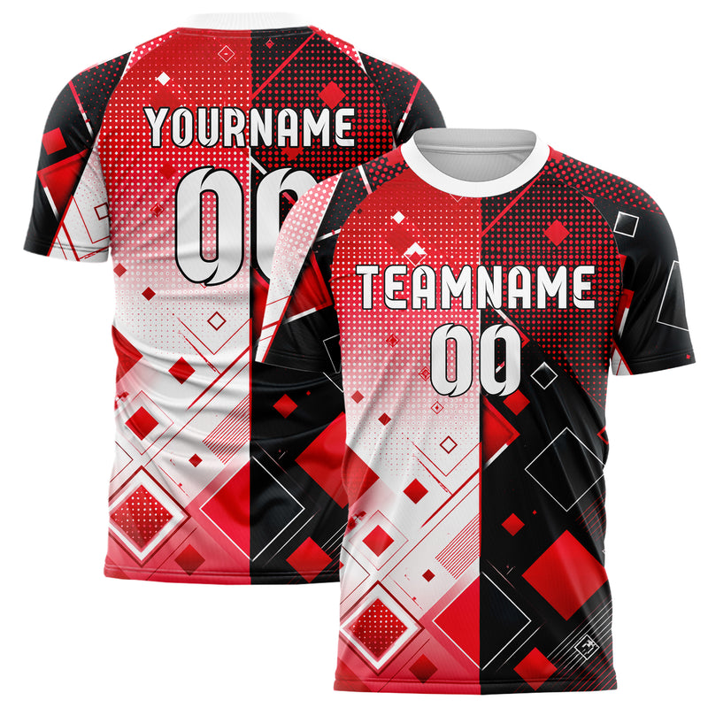 Rot lebendiges Rauten dichter Verlauf von oben Design 01-0176 individuelles Fußballtrikot main