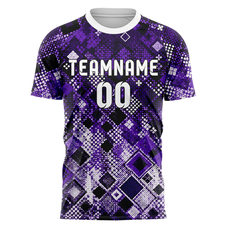 Dunkellila dunkles Rauten Square Grid Design 01-0261 individuelles Fußballtrikot front